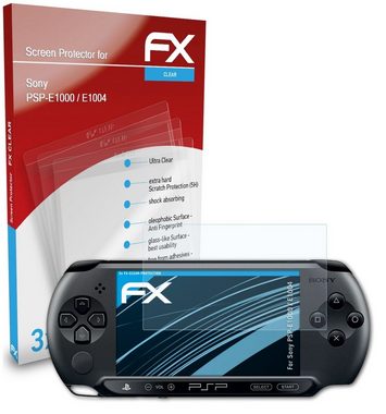 atFoliX Schutzfolie Displayschutz für Sony PSP-E1000 / E1004, (3 Folien), Ultraklar und hartbeschichtet
