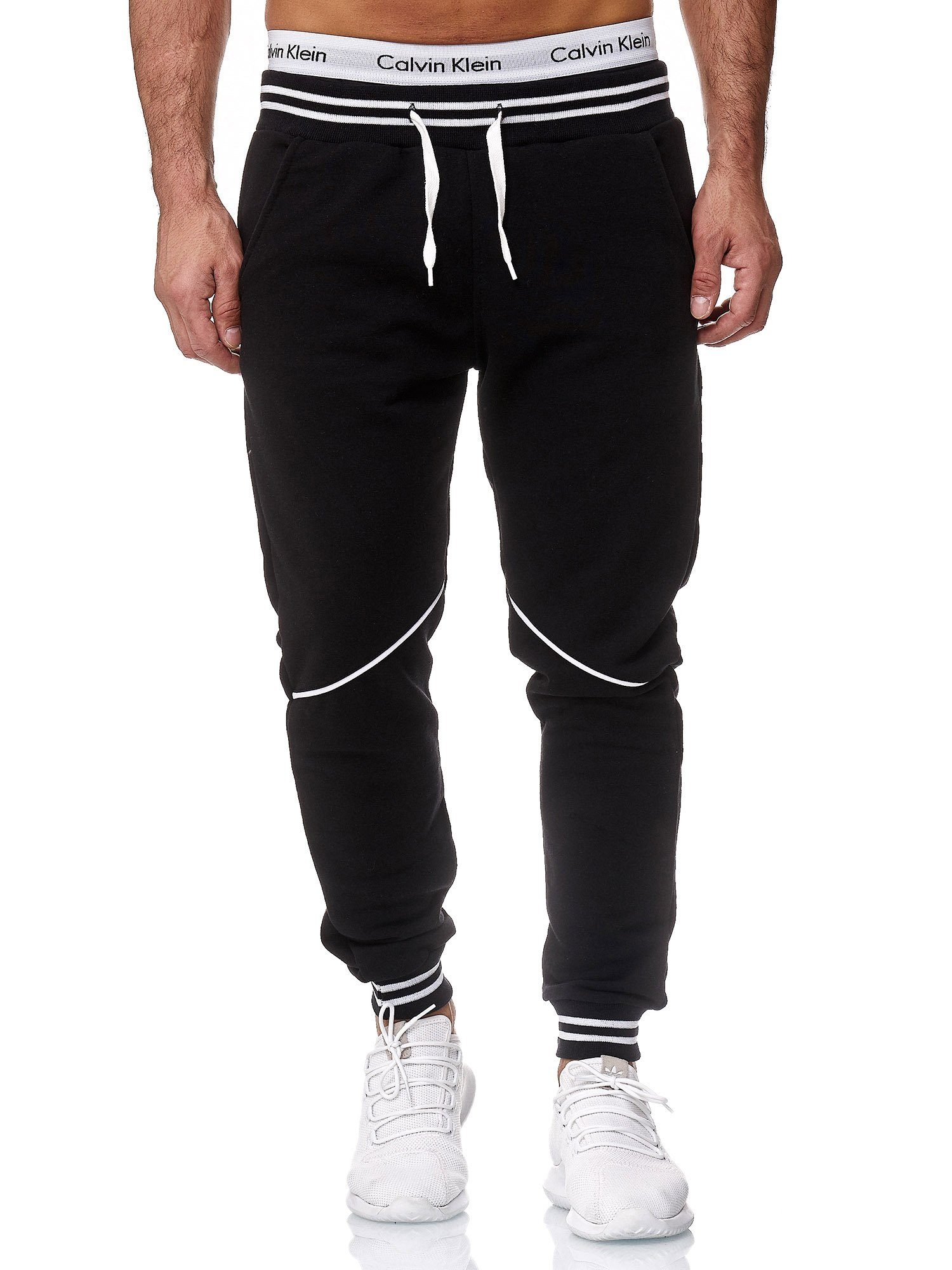 Jogginghose Sweatpants, Schwarz 1316C 1-tlg) Freizeit Casual (Sporthose Fitness Trainingshose OneRedox Weiss