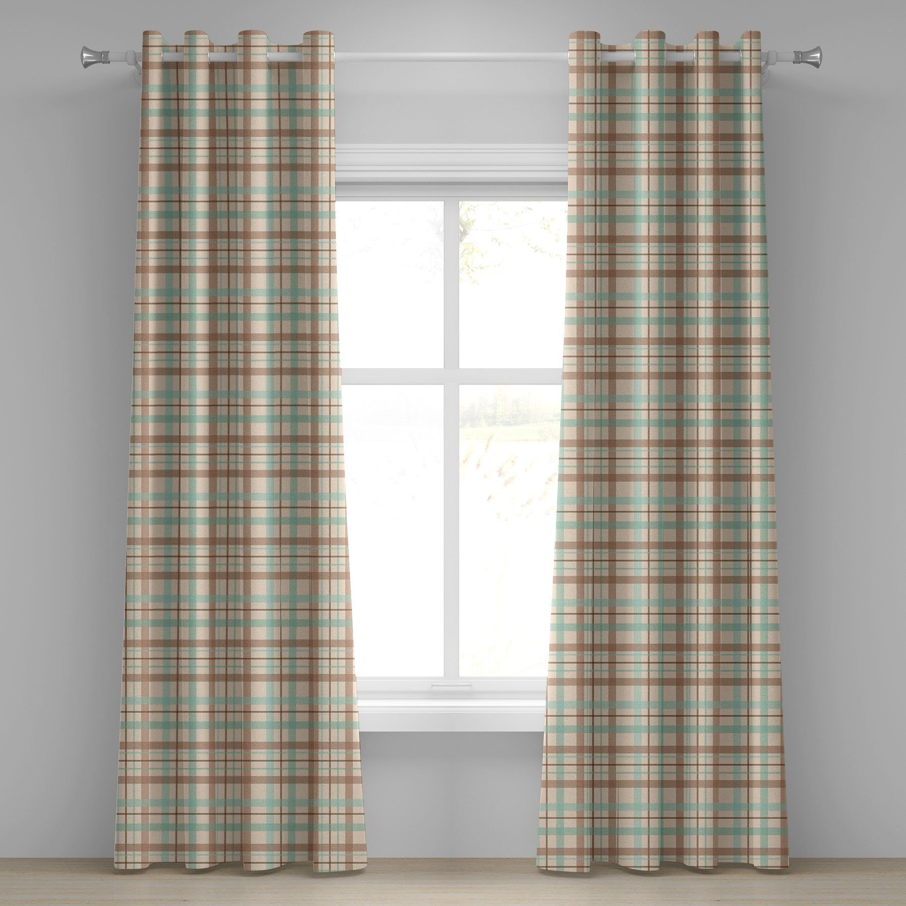Gardine Dekorative 2-Panel-Fenstervorhänge für Schlafzimmer Wohnzimmer, Abakuhaus, Plaid Scottish Country Tartan