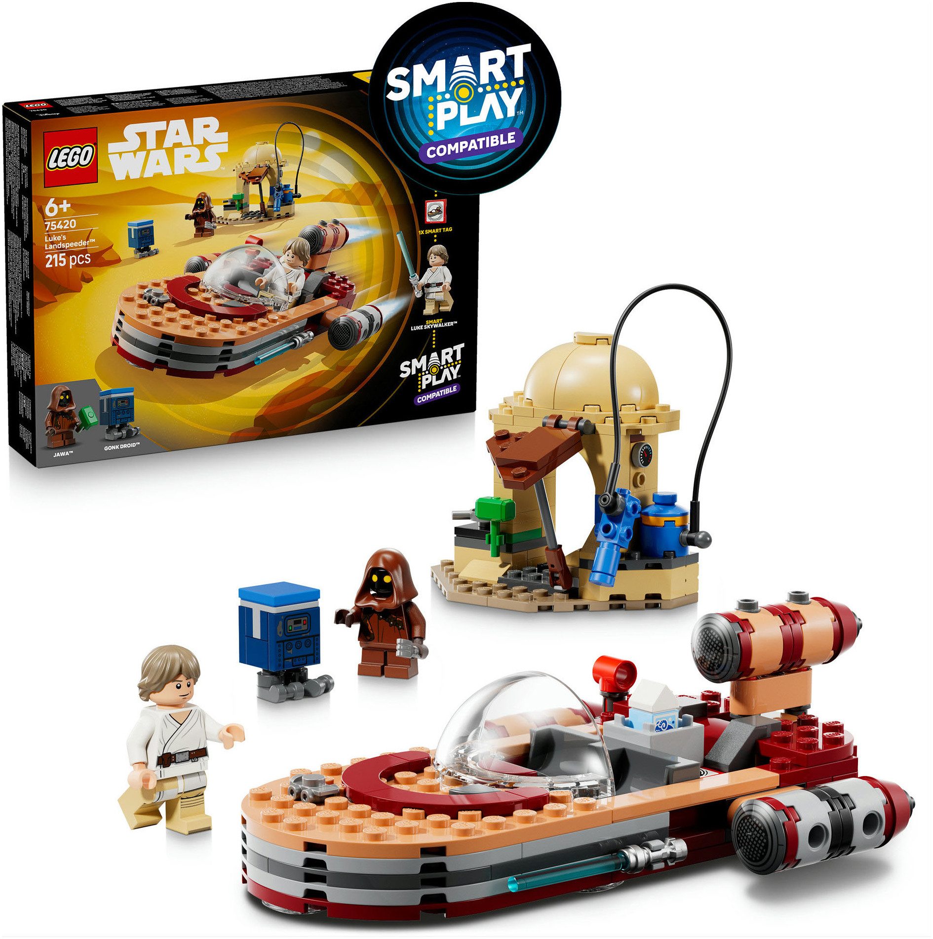 LEGO® SMART Play™ Lukes Landspeeder (75420), LEGO Star Wars ™ Konstruktionsspielsteine, (215 St), Mit SMART Brick kompatibel (nicht im Lieferumfang enthalten)