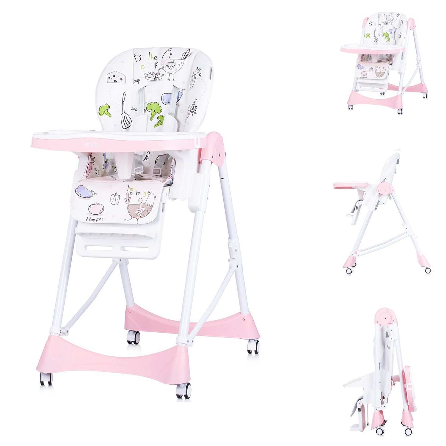 Chipolino Kombihochstuhl Kinderhochstuhl Bambino Gurt, Fußstütze verstellbar klappbar