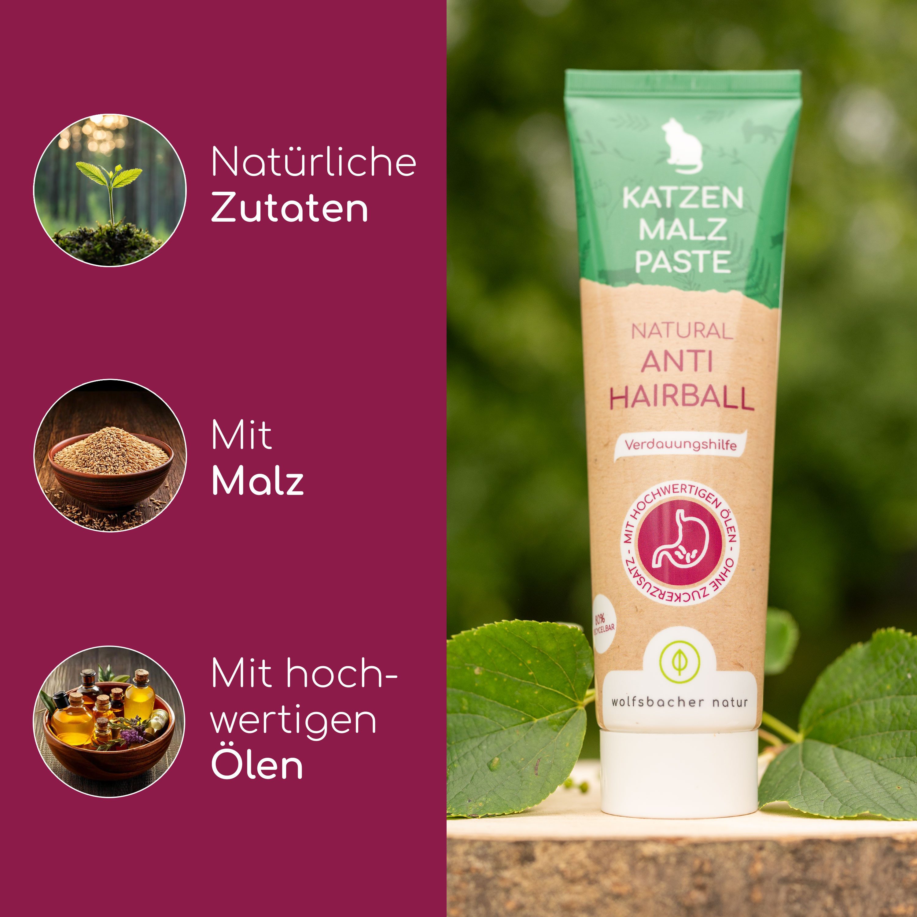 Wolfsbacher Natur Anti-Hairball Paste für Katzen, für: Katze