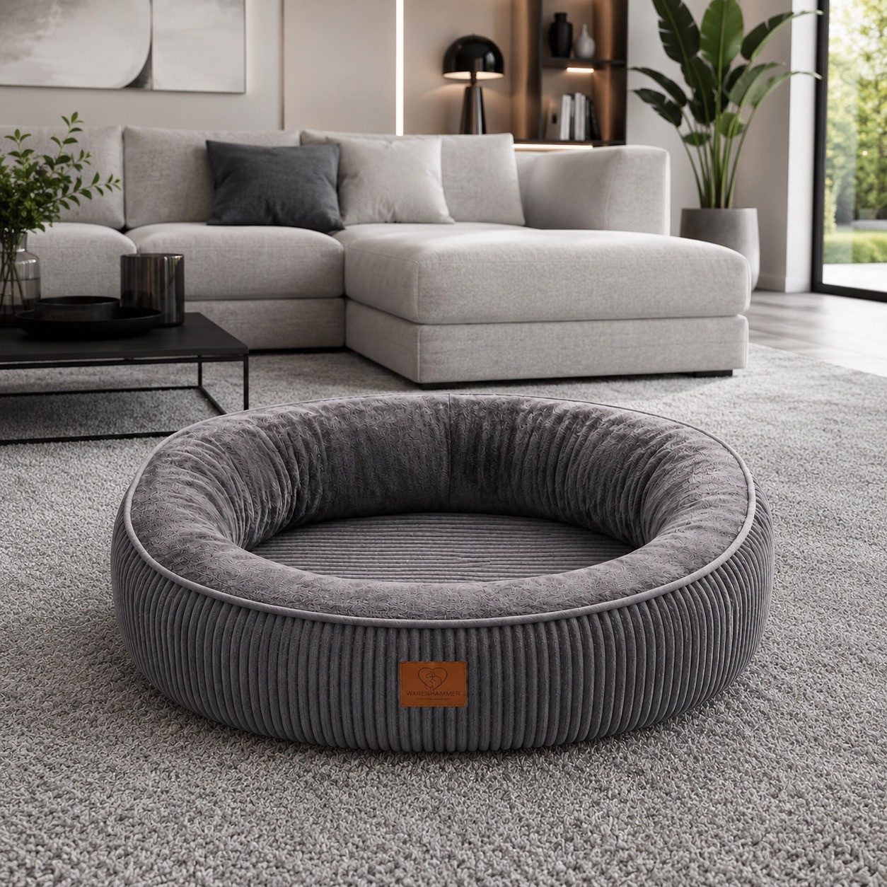 Warenhammer Hundebett Orthopädisches Premium Hundebett, flauschig weich, abnehmbar/waschbar, extra dicker Rand 22 cm hoch, weiches Flanell / herausnehmbare Innenmatratze / extra dicker Rand