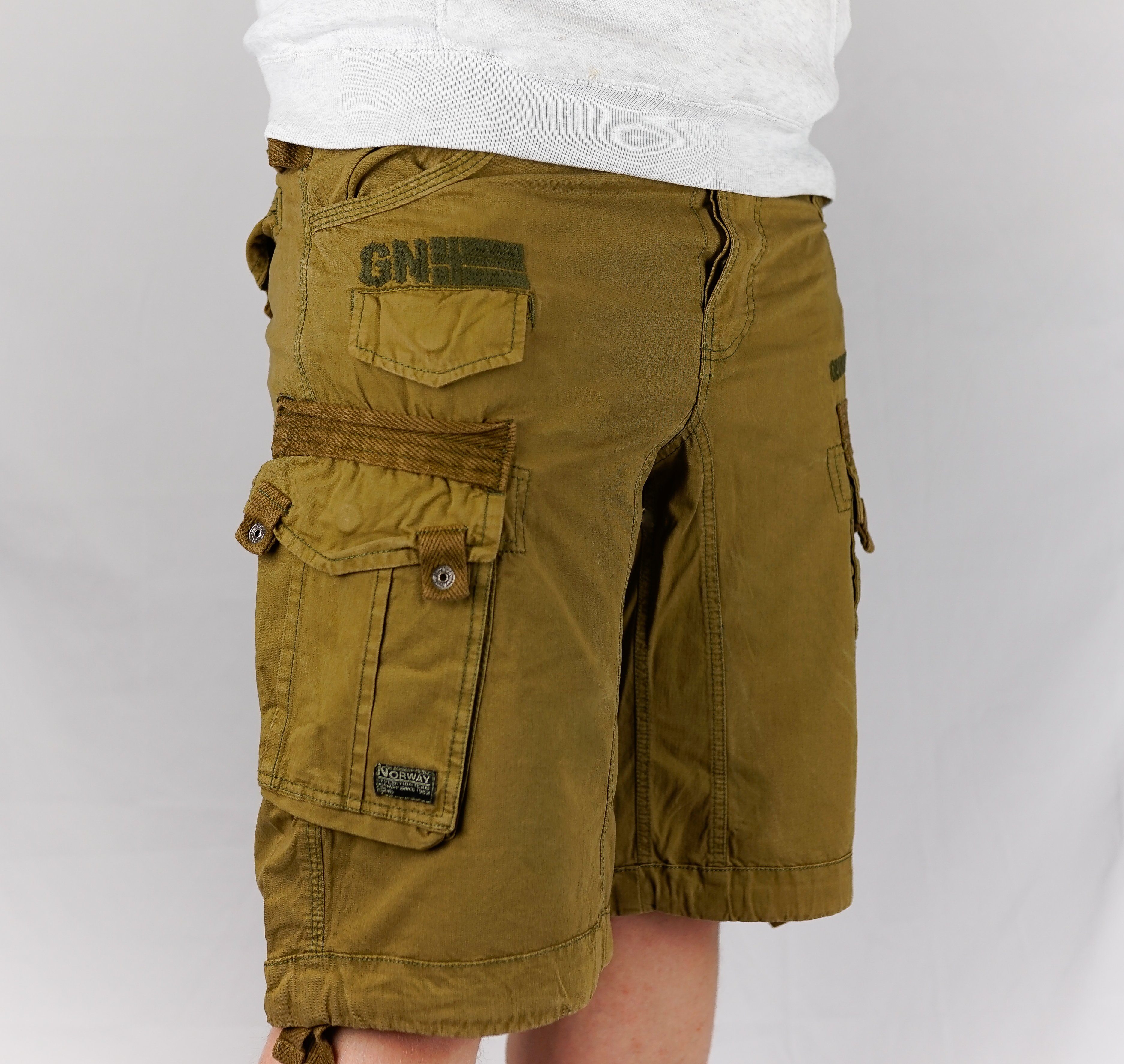 Geographical Norway Cargoshorts Herren kurze Hose Brpanoramique Mastic (Packung, 1-tlg) Mit Gürtel