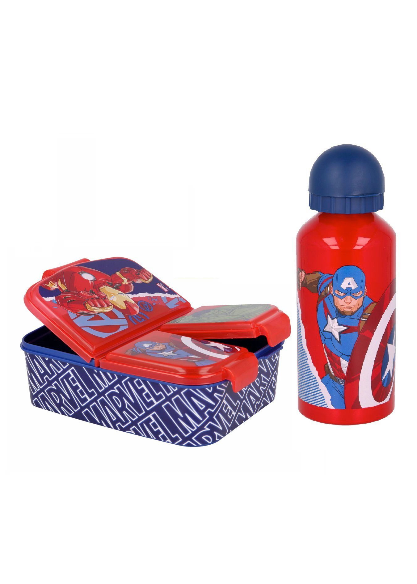 The AVENGERS Lunchbox »Lunch-Set Trinkflasche Sportflasche + Brotdose  Lunchbox Avengers«, (SET, 2-tlg)