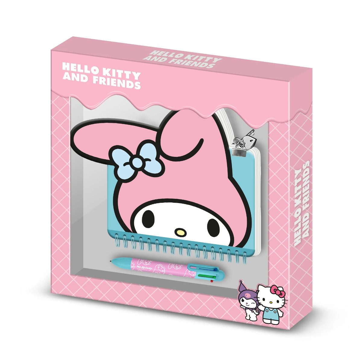 Hello Kitty Tagebuch Set mit 6 Farbige Kugelschreiber Schloss und Schlüssel