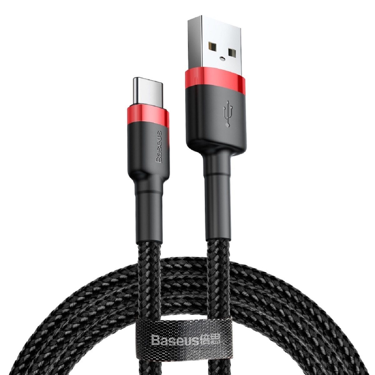 Baseus strapazierfähiges Nylonkabel USB zu USB-C QC3.0 2A 2M schwarz-rot USB-Kabel