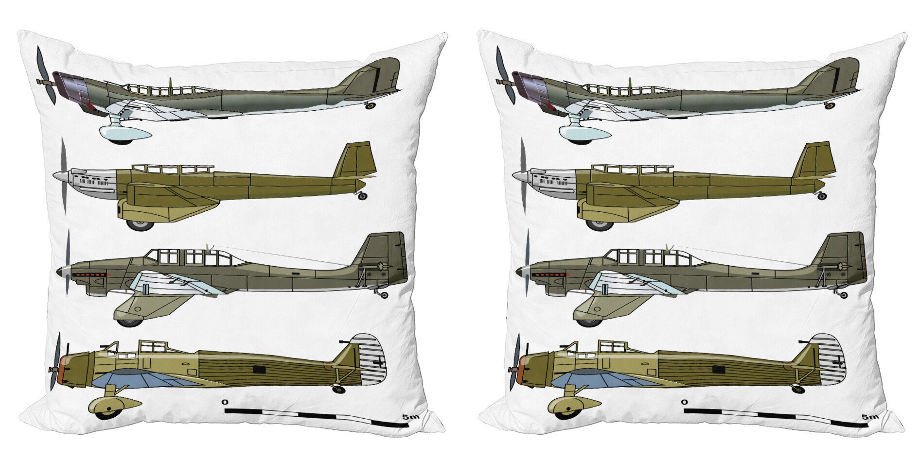 Kissenbezüge Modern Accent Doppelseitiger Digitaldruck, Abakuhaus (2 Stück), Flugzeug Old Dive Planes Jets