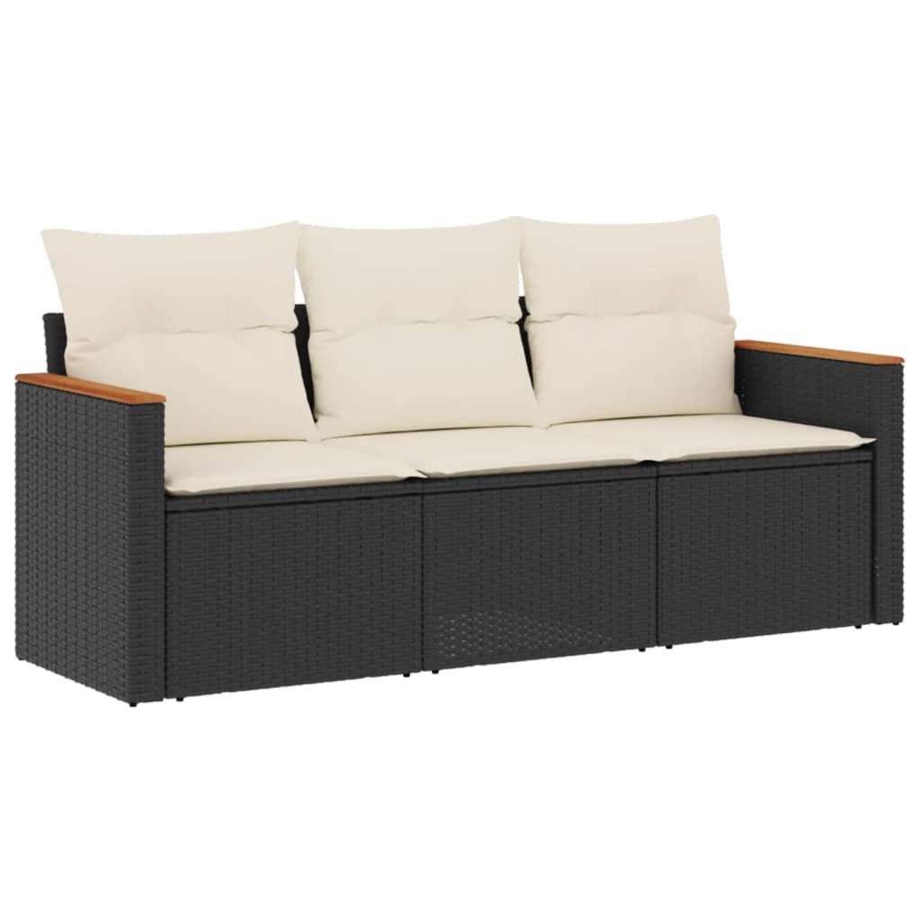 furnicato Garten-Essgruppe Garten-Sofagarnitur Schwarz 55x62x69 cm mit Echtholz Armlehnen, (1-tlg)