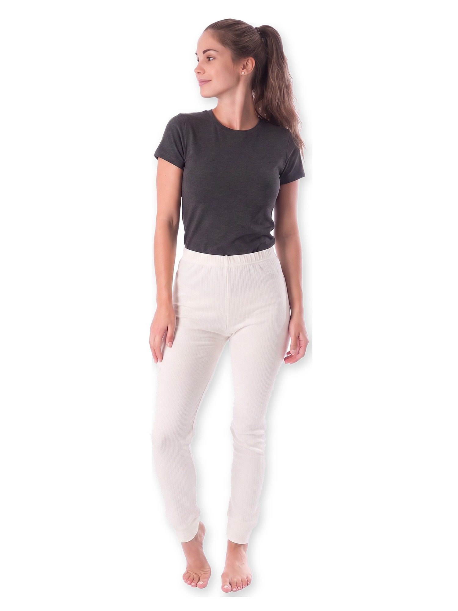 Black Snake Thermohose lange Unterziehhose für Damen mit angerauter Innenseite und Baumwolle (Thermo-Unterhose, 1-tlg., Creme M) Skiunterwäsche mit weichem Bund und Rippbündchen an beiden Knöcheln