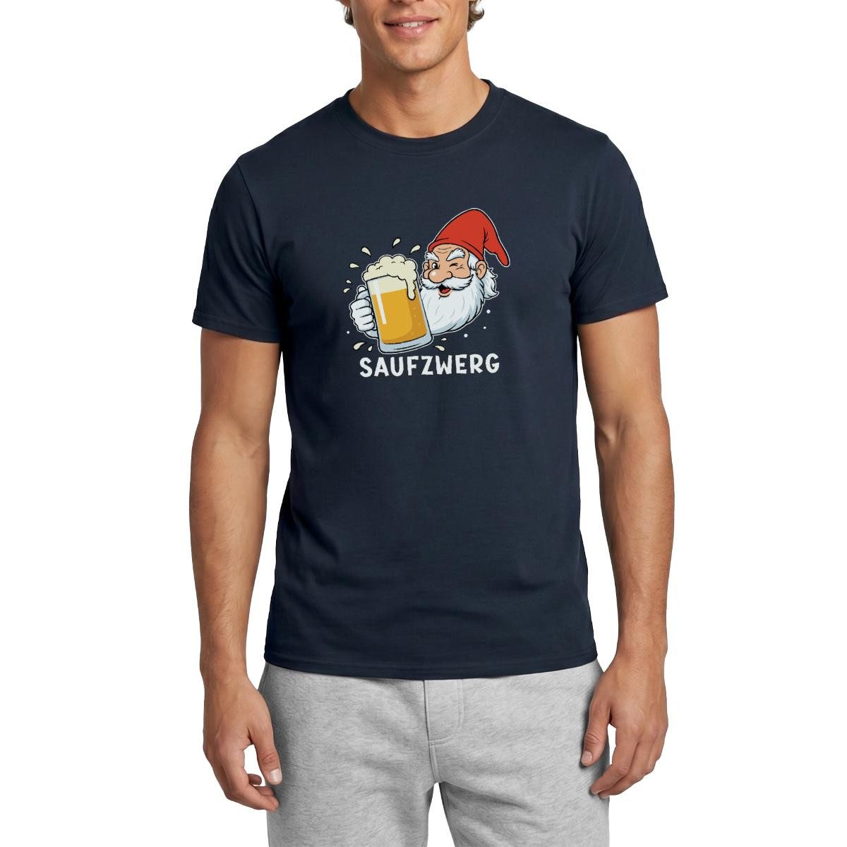 T-Shirt Saufzwerg Mit Bier Karneval Männer T-Shirt