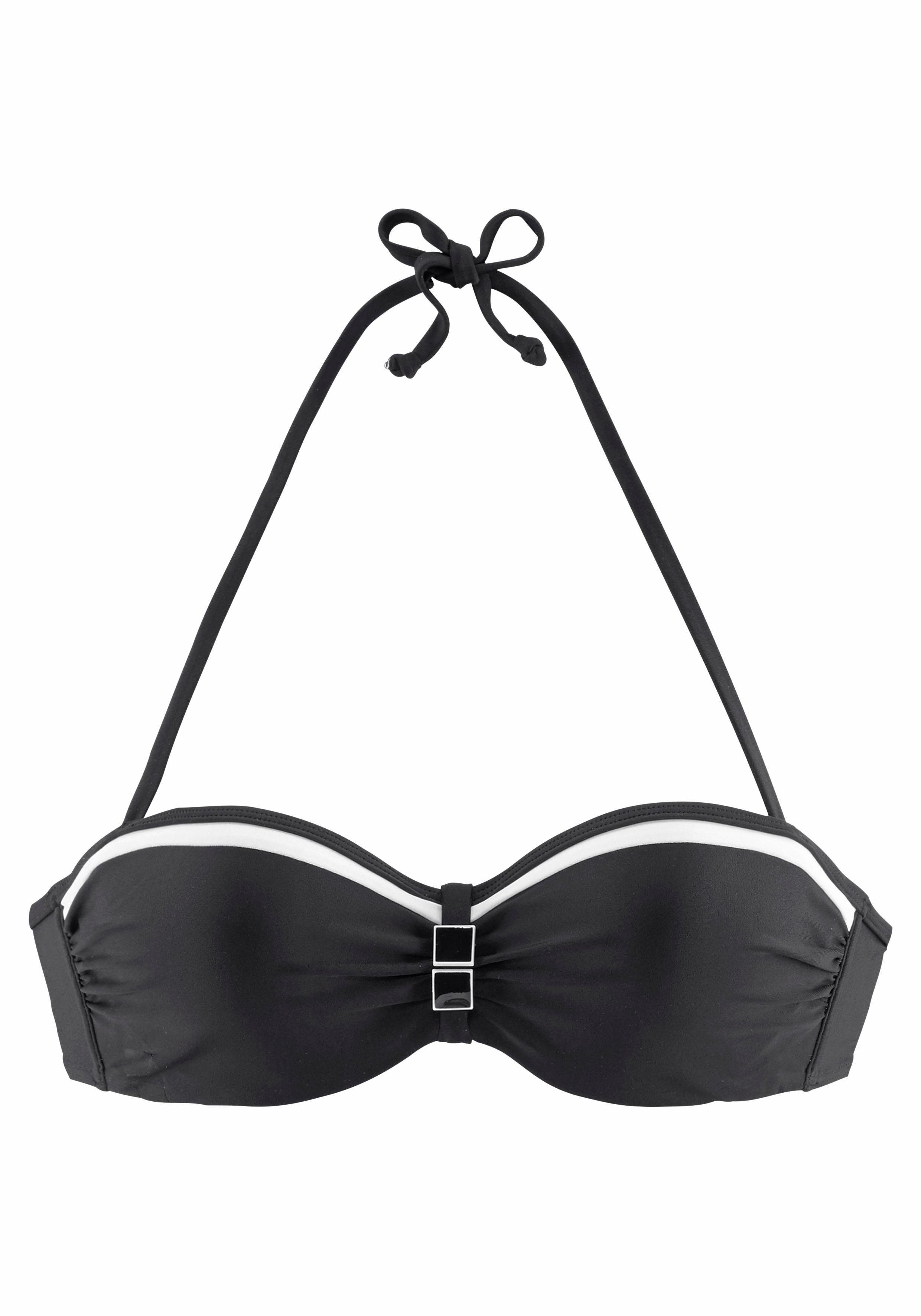 LASCANA Bügel-Bandeau-Bikini mit Kontrastdetails schwarz