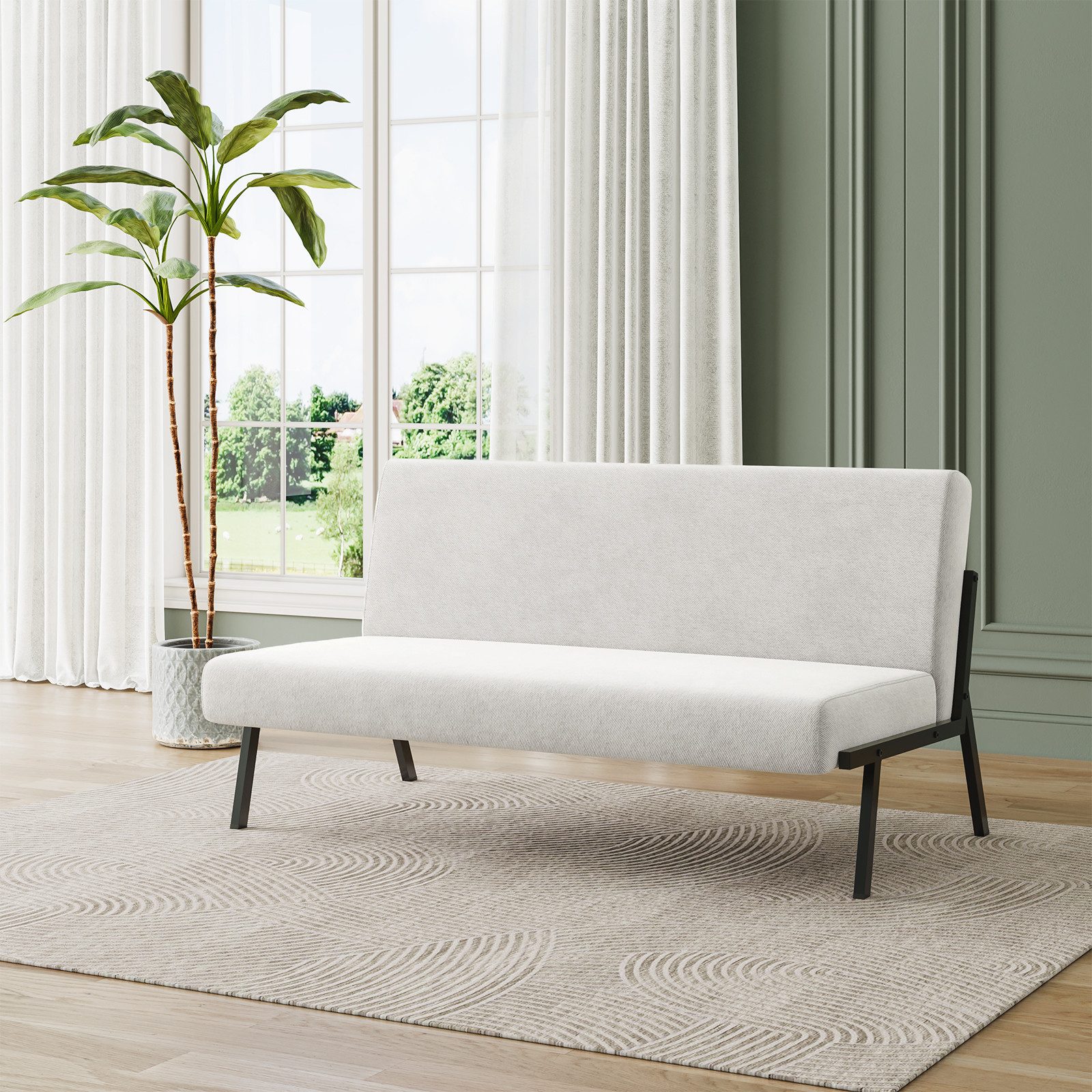 OUNUO Sofa 2 Sitzer Couch mit Metallrahmen Doppelsofa 150kg belastbar, Beig günstig online kaufen