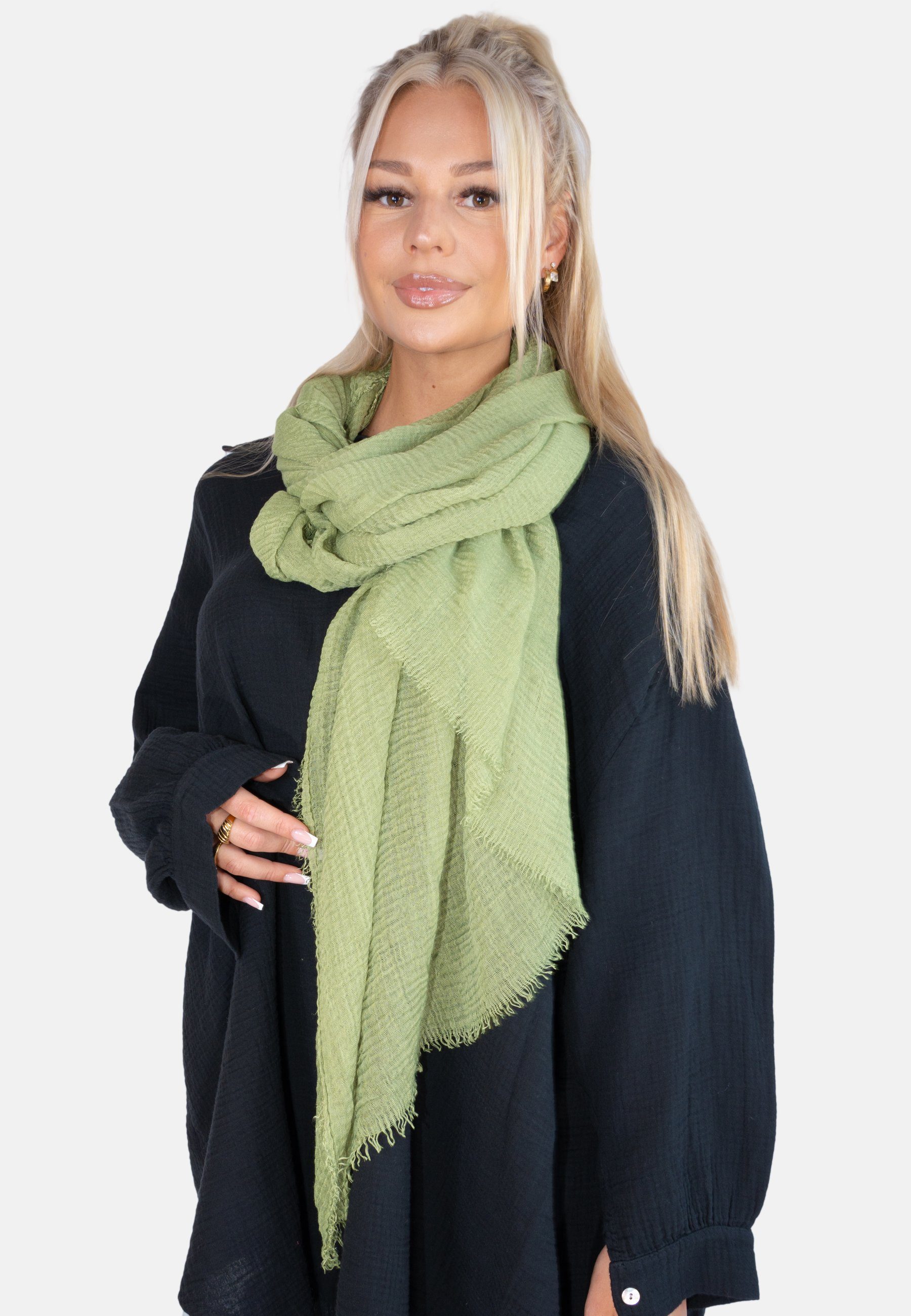 Uni Seasons Struktur Schal, khaki in Dünner, gewellter of Damen Isabella April Schal leichter Schal weicher und