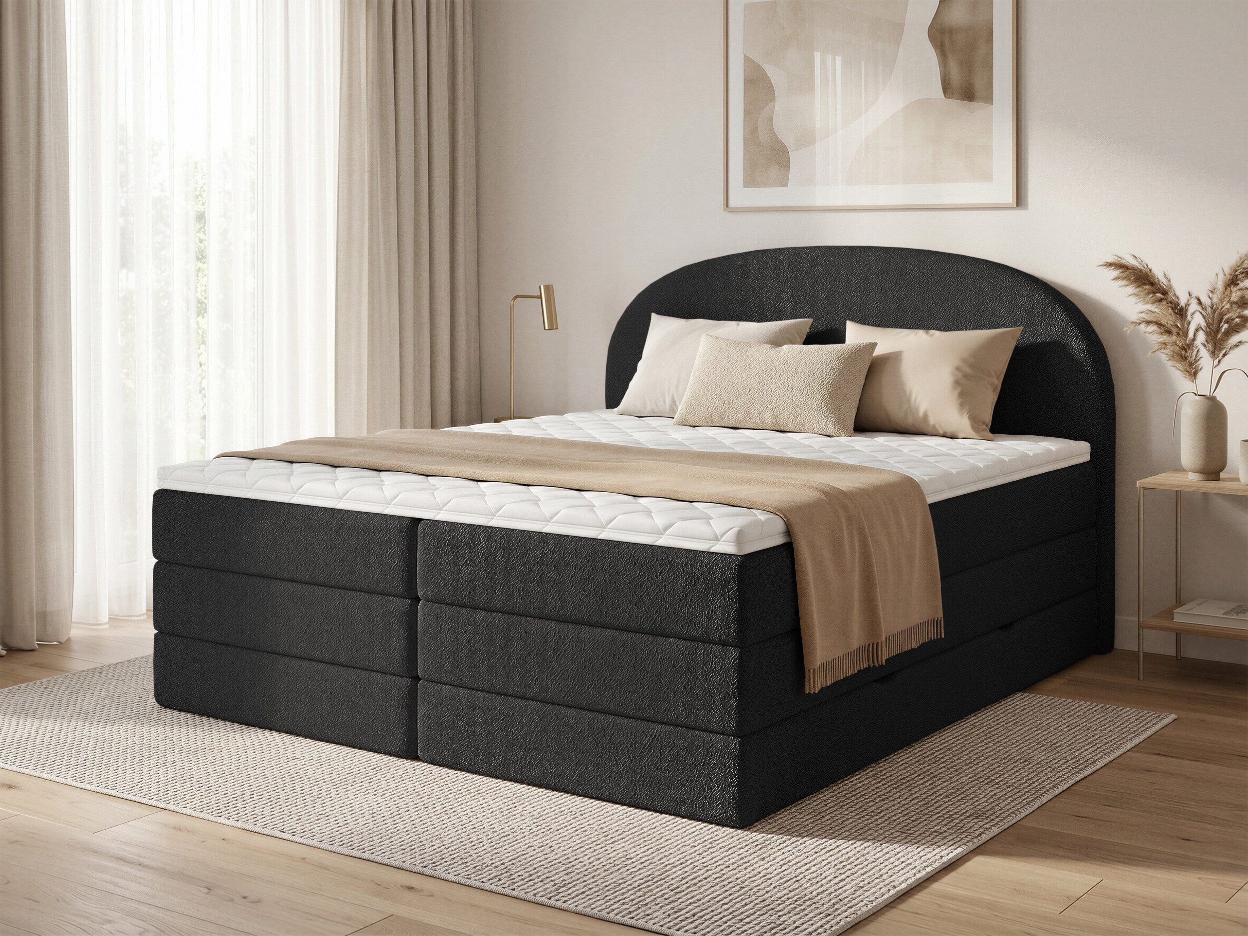Sofnet Boxspringbett Cloud XL (2x Bettkästen, Bonellfederkern- und Taschenfederkernmatratze, Topper), Polsterbett, Doppelbett, Webstoff, mit Kopfteil, 140/160/180x200 cm