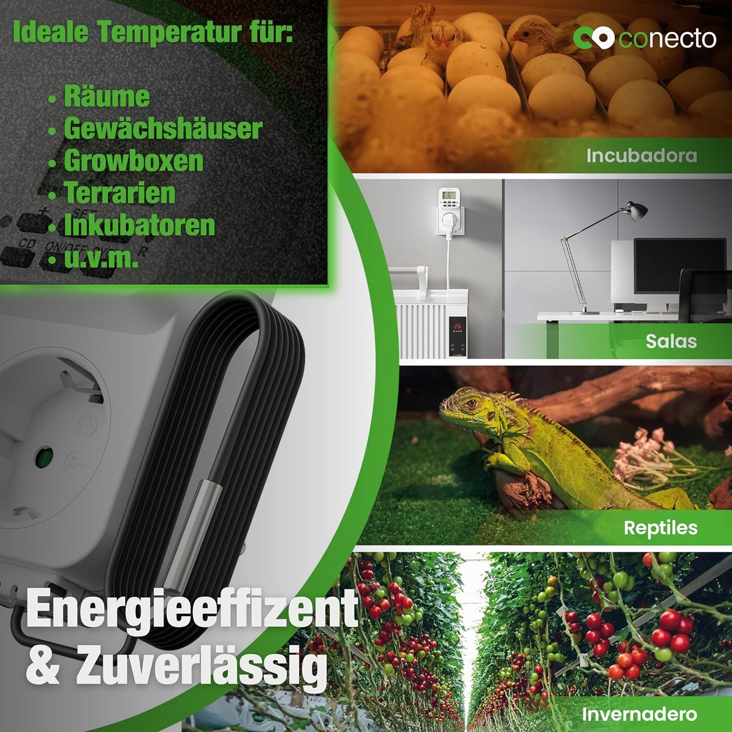 conecto Steckdosen-Thermostat conecto digitales Thermostat Steckdose, Temperaturregler, Heizung