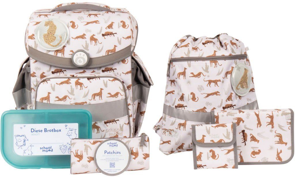 SCHOOL-MOOD® Ранці Timeless, Nordic Collection, Leopard (Set, 7-tlg), aus recyceltem Material