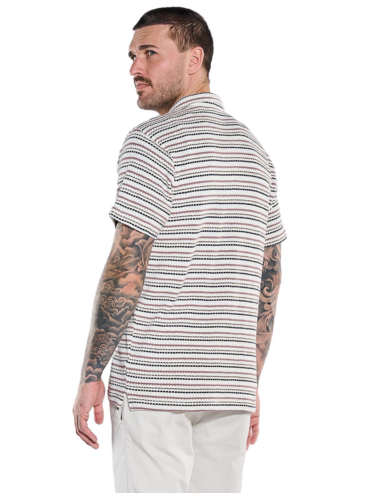 emilio adani Poloshirt Herren Poloshirt mit durchgehender Knopfleiste, Reinweiss