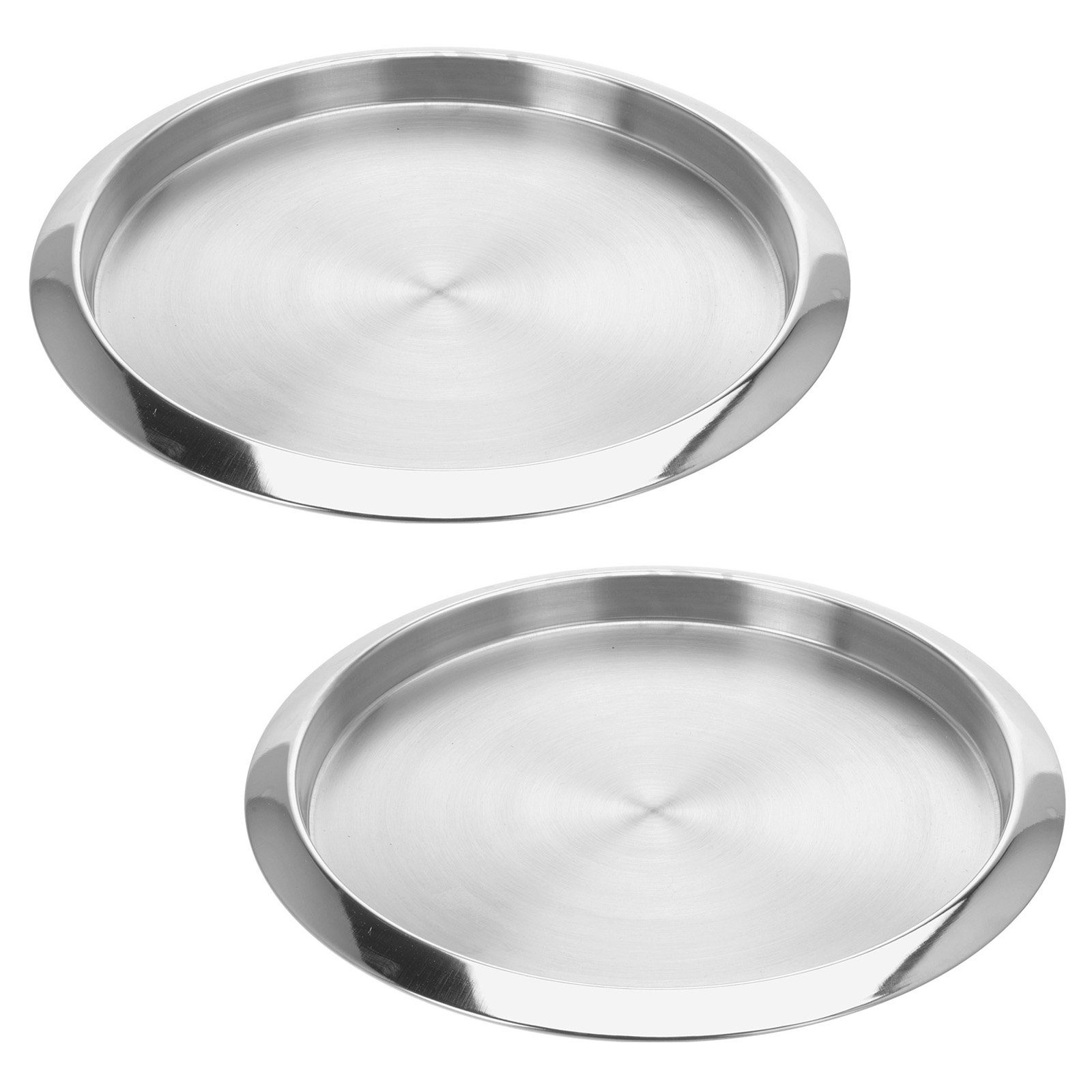 VOSSBACH Servierplatte Serviertablett Frühstückstablett Dekotablett Kellnertablett, Edelstahl, (2-tlg), Rund ø 35 cm Silber