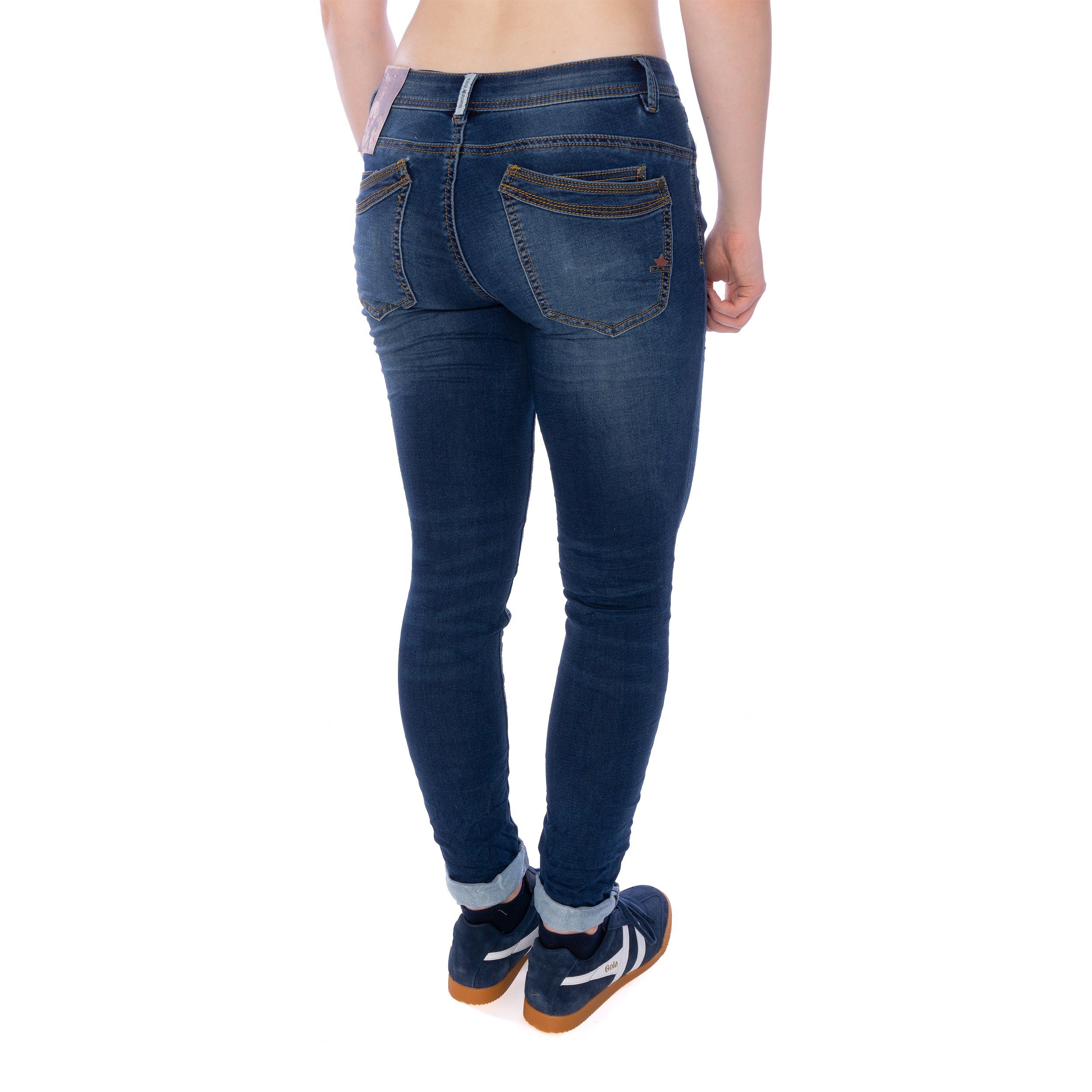 Malibu Slim-fit-Jeans Dark Jeans Stone Vista (1-tlg) sweat Buena denim Vista Buena Hose Damen