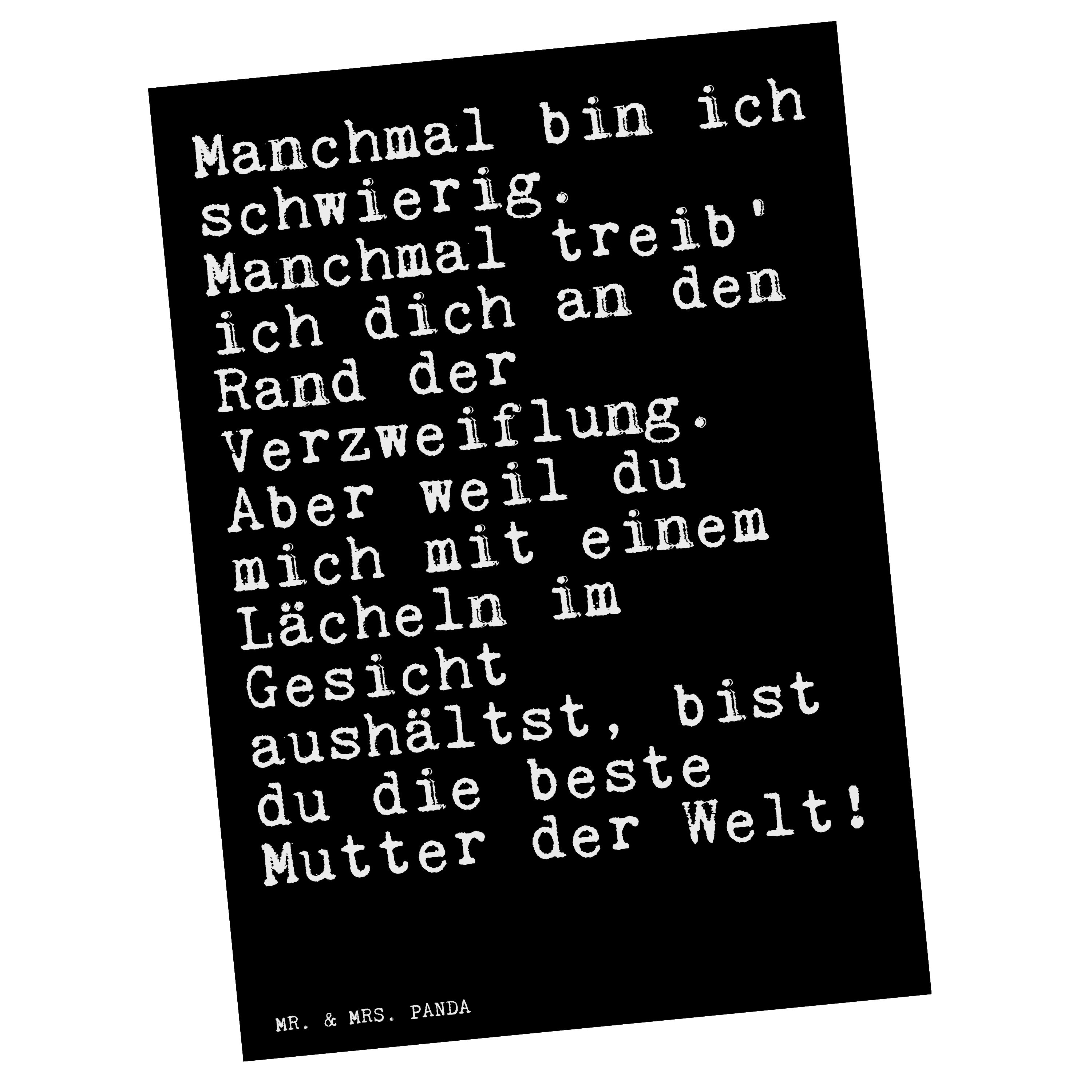 Mr. & Mrs. Panda Postkarte »Manchmal bin ich schwierig.... Schwarz