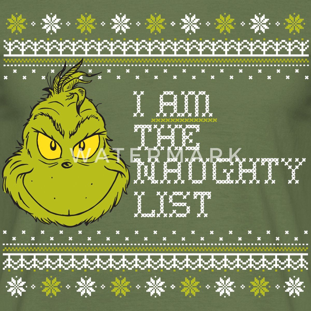 Spreadshirt T-Shirt Der Grinch Ugly Christmas I Am The Naughty List Männer T-Shirt (1-tlg)