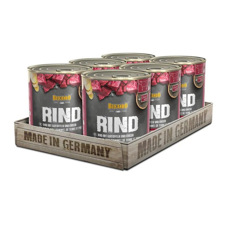 Belcando Rind mit Kartoffeln & Erbsen - hochwertiges Hundefutter in Dosen 6x800g, Nassfutter für: Hunde