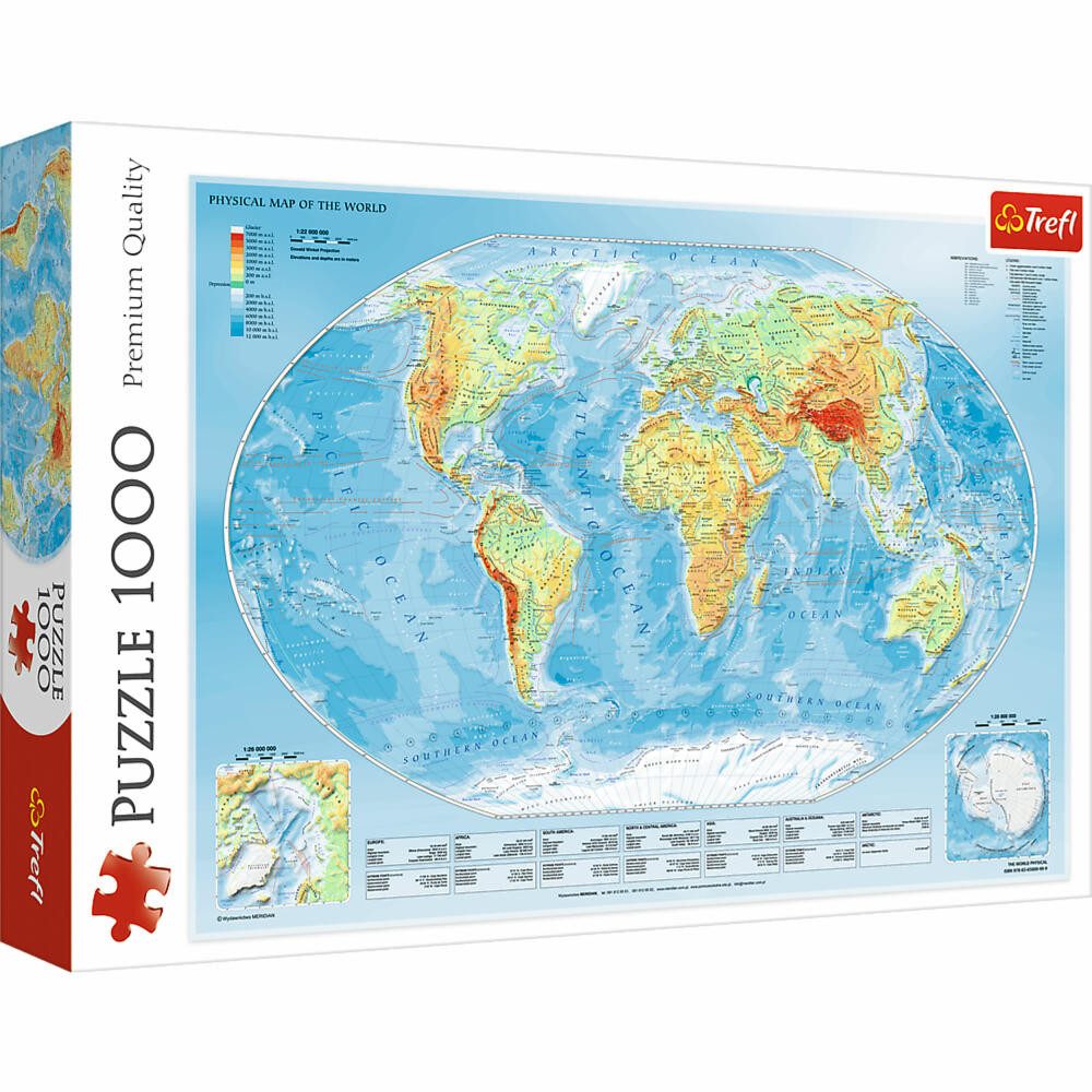 Trefl Puzzle Physische Weltkarte, 1000 Puzzleteile