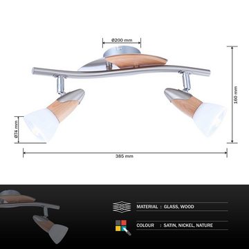 Globo Deckenleuchte Deckenleuchte Wohnzimmer Deckenlampe Holz Deckenstrahler 2 Flammig, flammig, ohne Leuchtmittel, Lichtfarbe ist abhängig vom Leuchtmittel, Schlafzimmer, Esszimmer, Küche, Flur, Strahler, Deckenspots, Spots