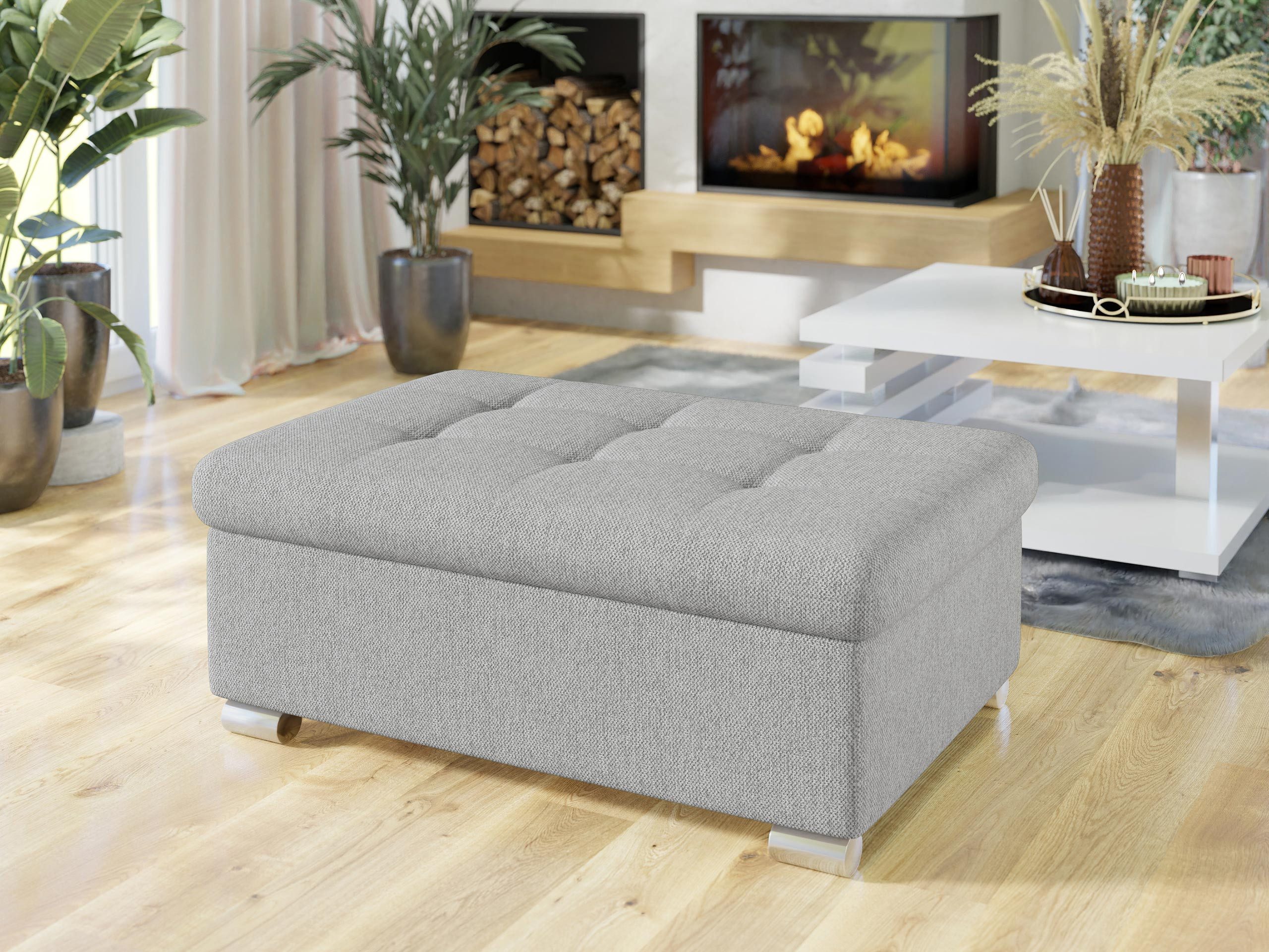 MIRJAN24 Polsterhocker Niko Groß, Silber Füße, 96x70x41 cm günstig online kaufen