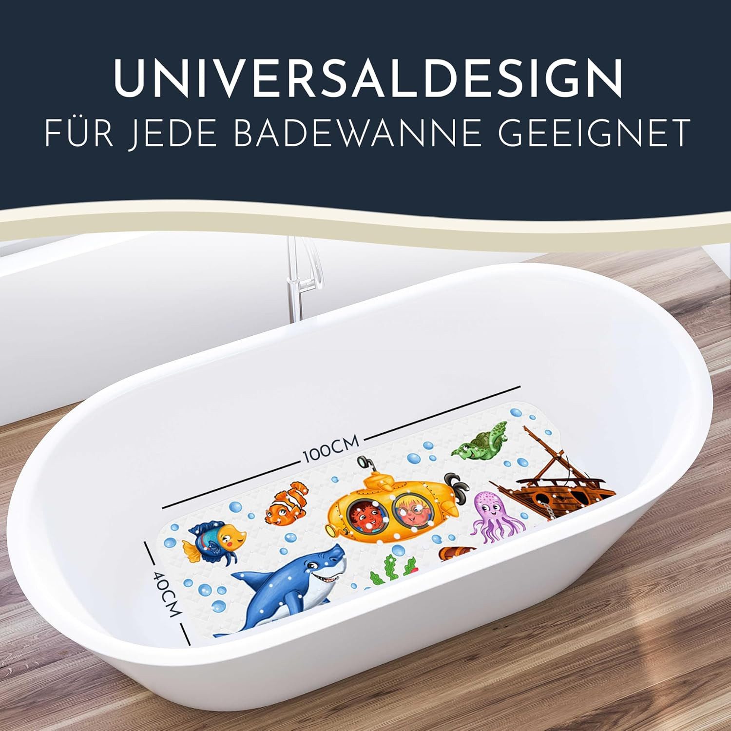 Homerella Badematte rutschfest Kinder - 100% BPA frei Inkl. 2 Haken zum Auf günstig online kaufen
