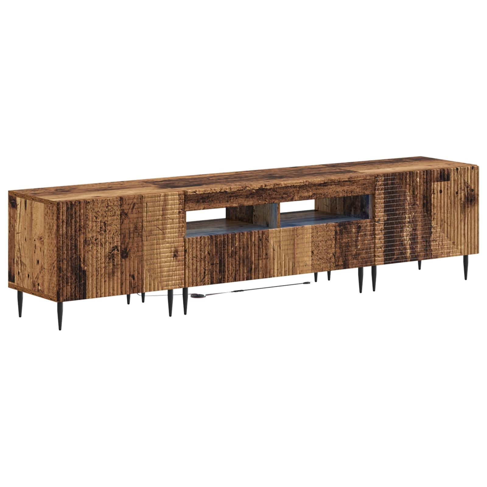 vidaXL TV-Schrank 3-teiliges LED TV Regal Altholz Holzwerkstoff