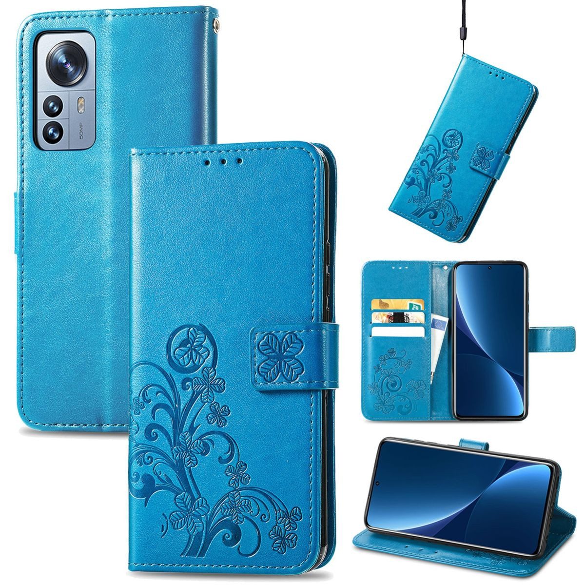 König Design Handyhülle Xiaomi 12 Pro, Schutzhülle Schutztasche Case Cover Etuis Wallet Klapptasche Bookstyle