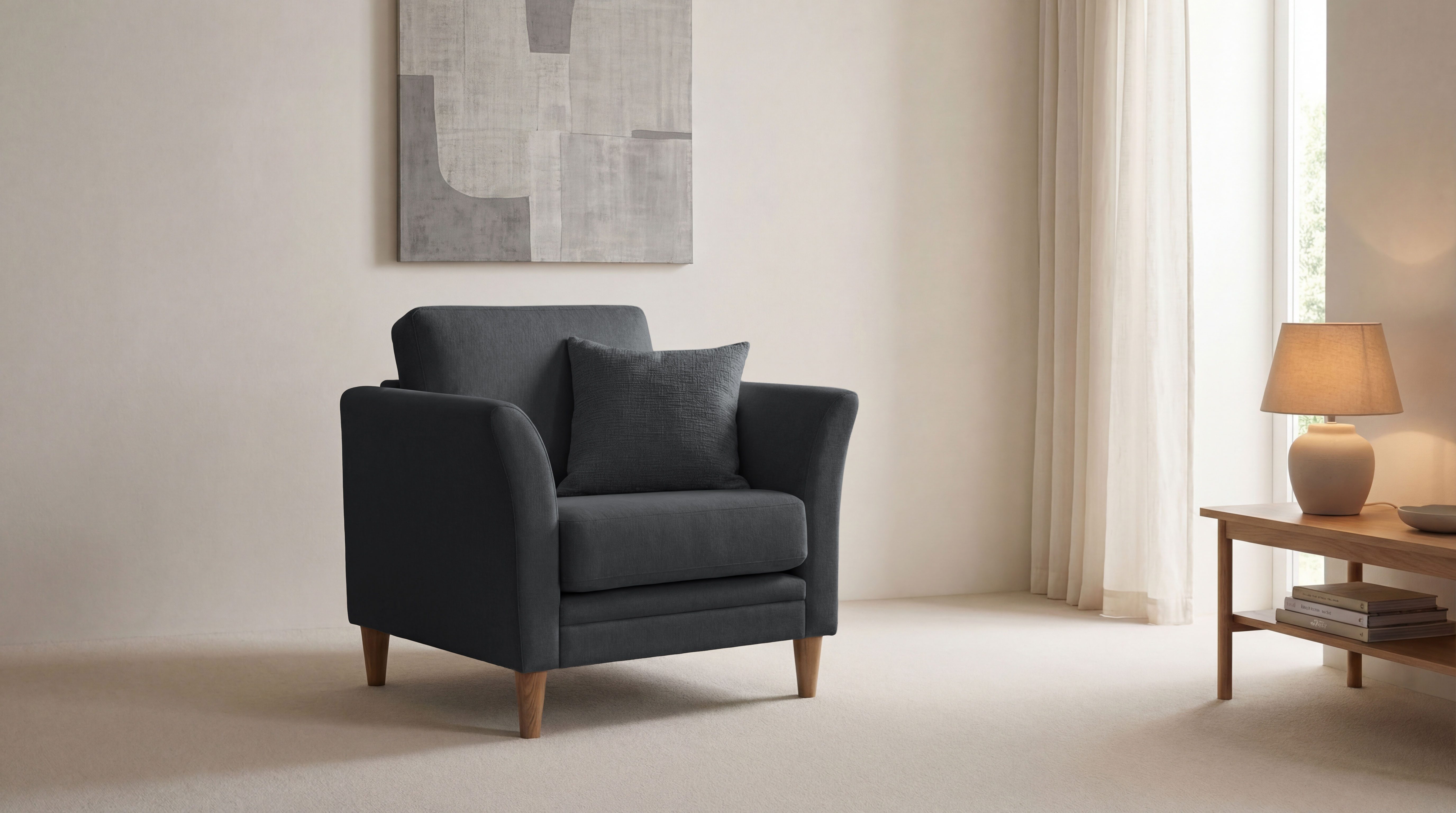 OTTO home Sessel Arellano, Breite 93 cm, klassisches Design, mit Massivholzfüßen, Webstoff fein