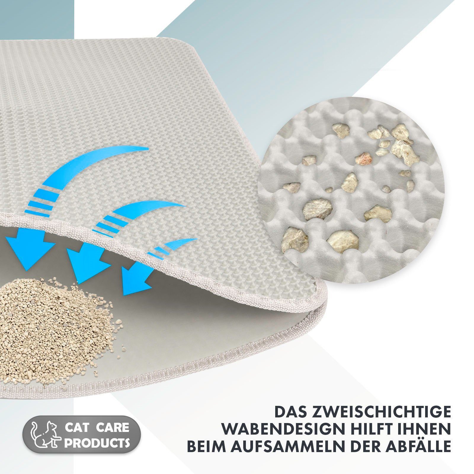 Kubus Katzentoilette Katzenstreumatte Kira, Doppelschichtiges Waben-Design, Verschiedene Farben