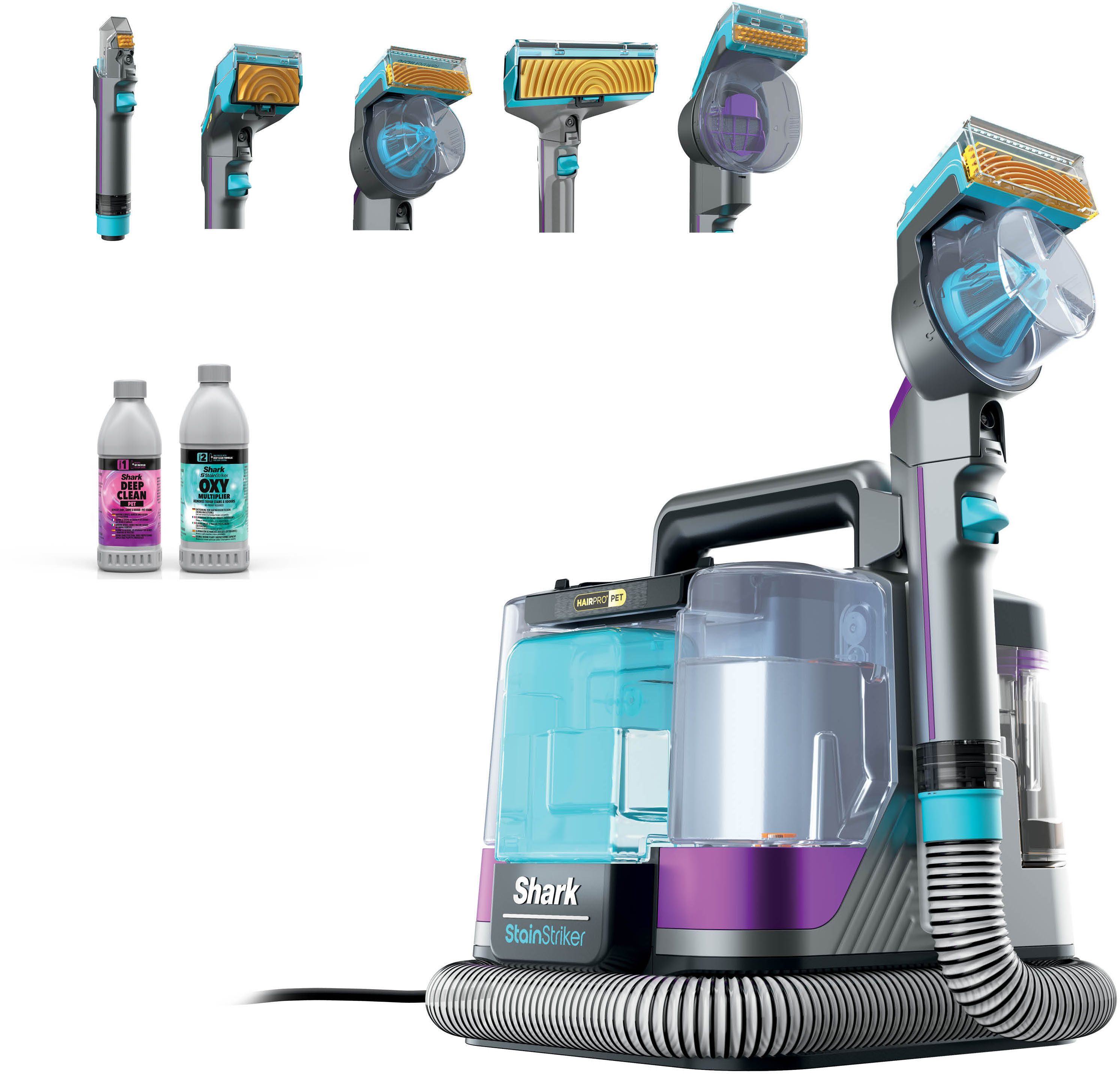 Shark Wasch-Sauger PX250EUT Shark StainStriker HairPro, 450 W, beutellos, Inklusive 4 Spezialaufsätzen