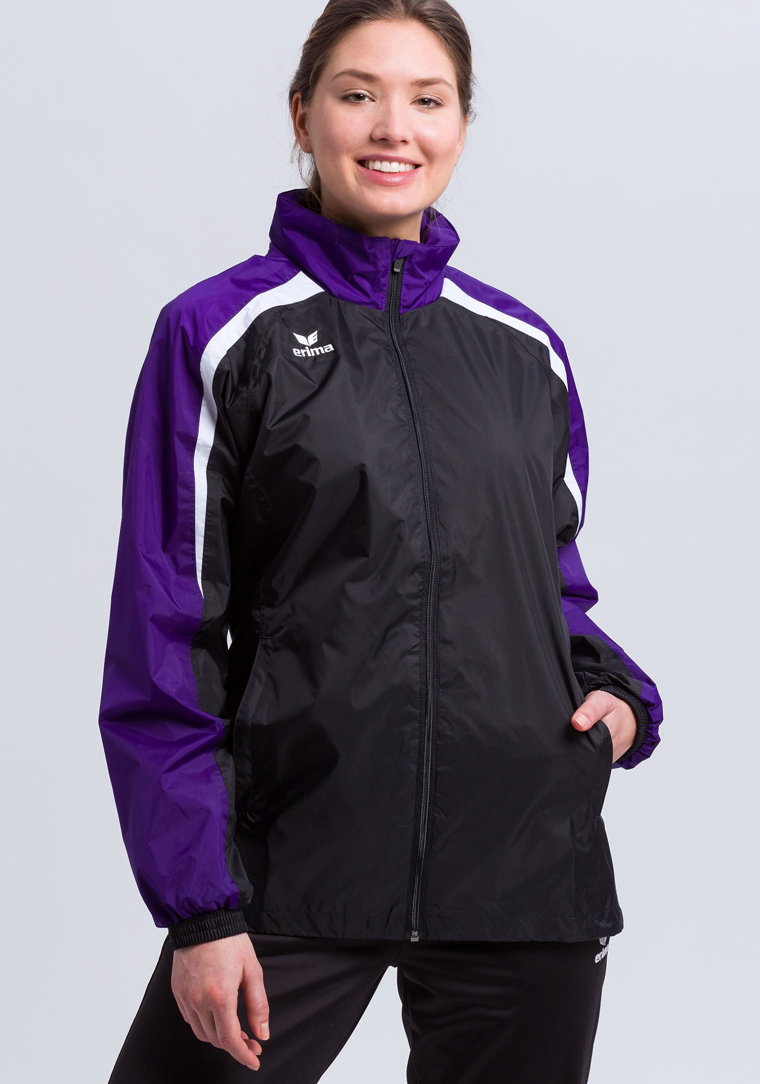 Erima Allwetterjacke Unisex Liga 2.0 Allwetterjacke - Hoher Stehkragen mit integrierter Kapuze