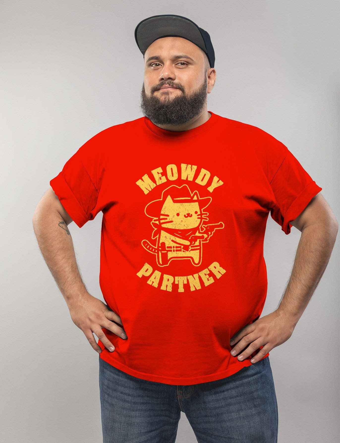 MoonWorks Print-Shirt Herren T-Shirt Meowdy Partner günstig online kaufen