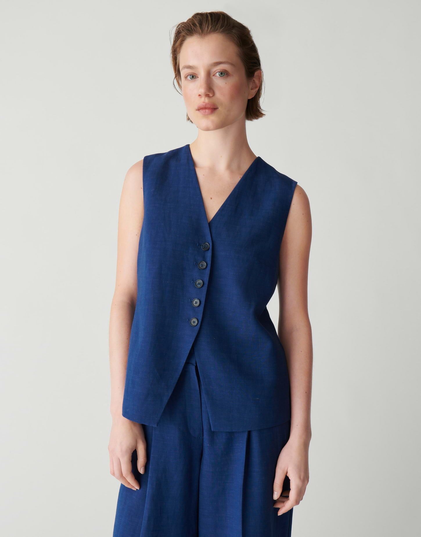 OPUS PANTS Longweste Wivina aus Webware in figurbetonter Passform