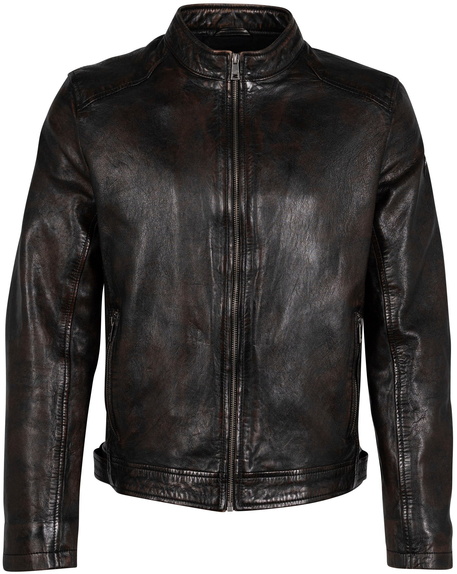 Mauritius Lederjacke MMAdelmo mti Reißverschluss, Stehkragen