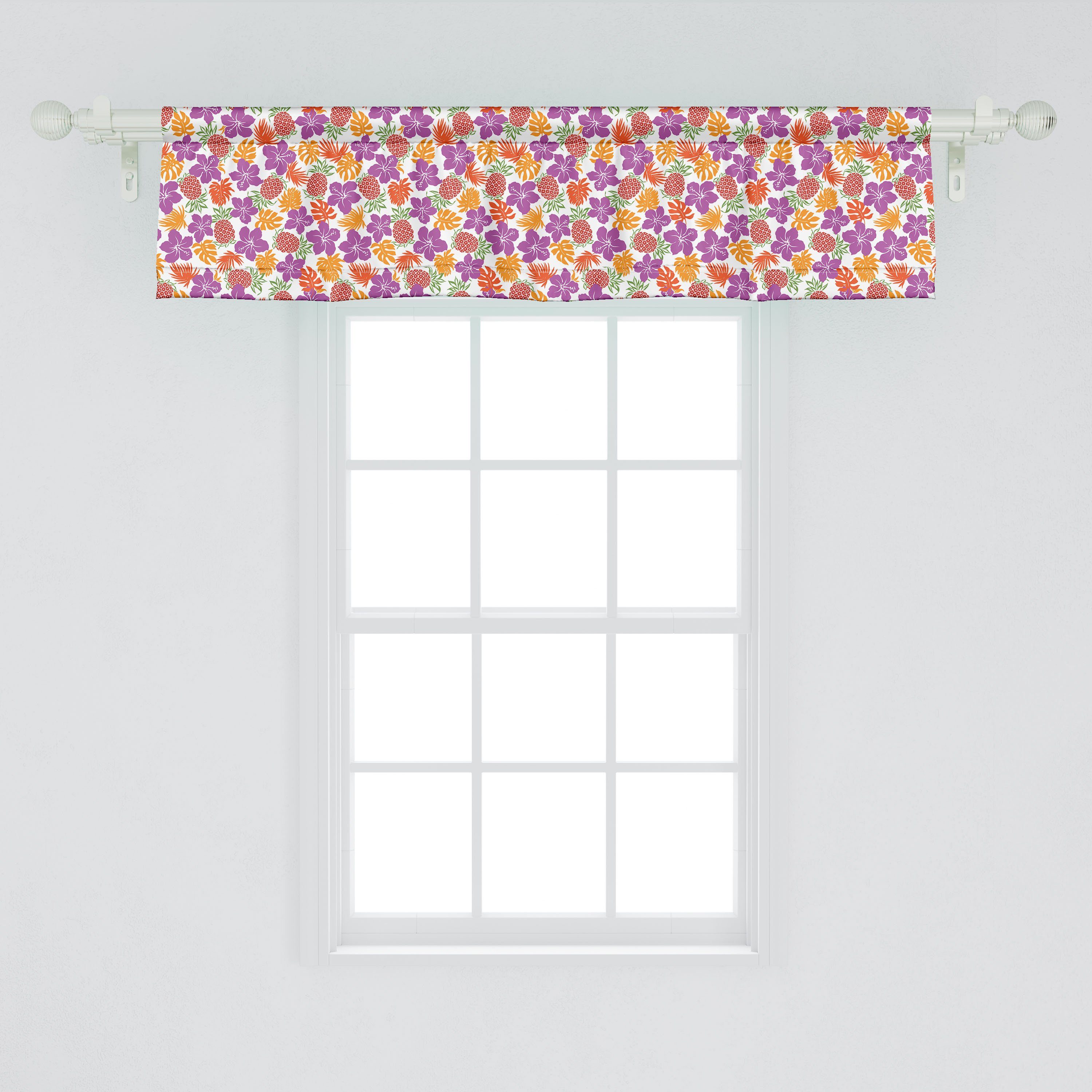 Hawaii Tropical Stangentasche, Microfaser, für Vorhang mit Dekor Volant Schlafzimmer Hibiscus Blumen Abakuhaus, Küche Scheibengardine