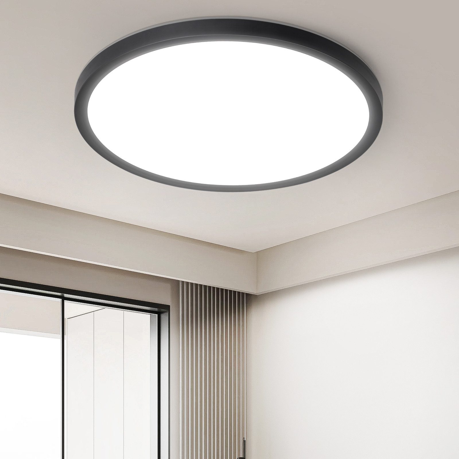 Nettlife LED Deckenleuchte Flach Schlafzimmer Schwarz günstig online kaufen