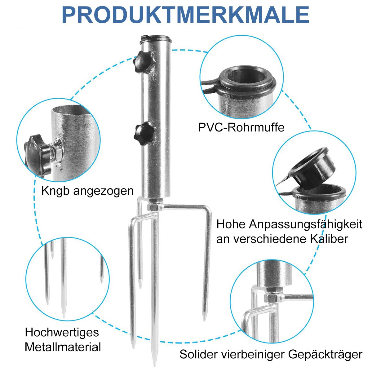 Novzep Parasol Holder, Lawn Ground Spike Parasol Stand, 1 pc.