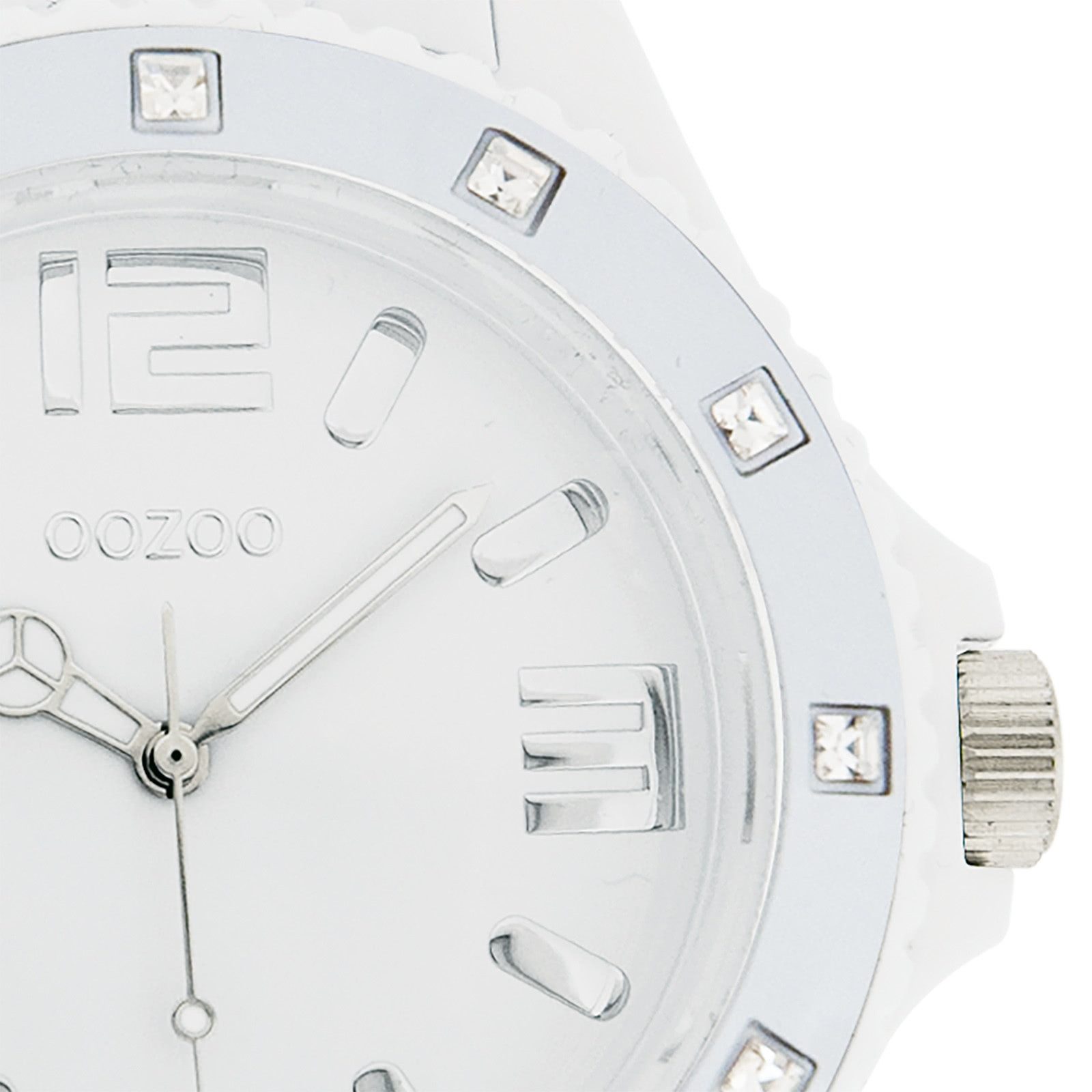 OOZOO Quarzuhr Oozoo Unisex Armbanduhr Vintage Series, (Analoguhr), Damen, Herrenuhr rund, extra groß (ca. 48mm) Silikonarmband weiß