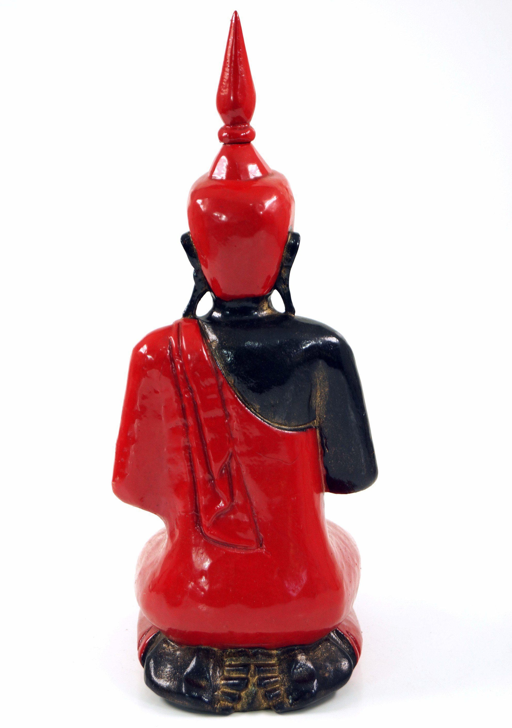 Guru-Shop Buddhafigur Geschnitzter knieender Buddha Anjali rot -.. 37cm Mudra im