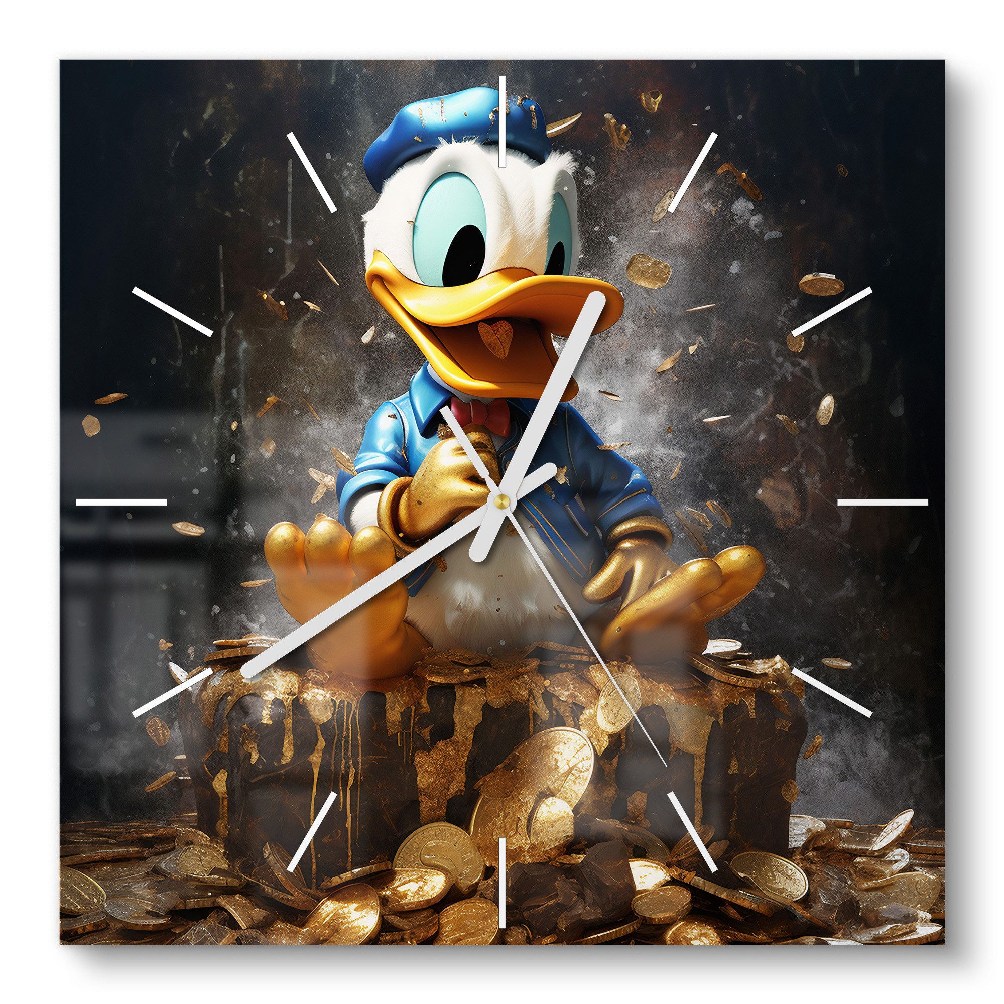 DEQORI Wanduhr 'Goldene Schatzkammer' (Glas Glasuhr modern Wand Uhr Design günstig online kaufen