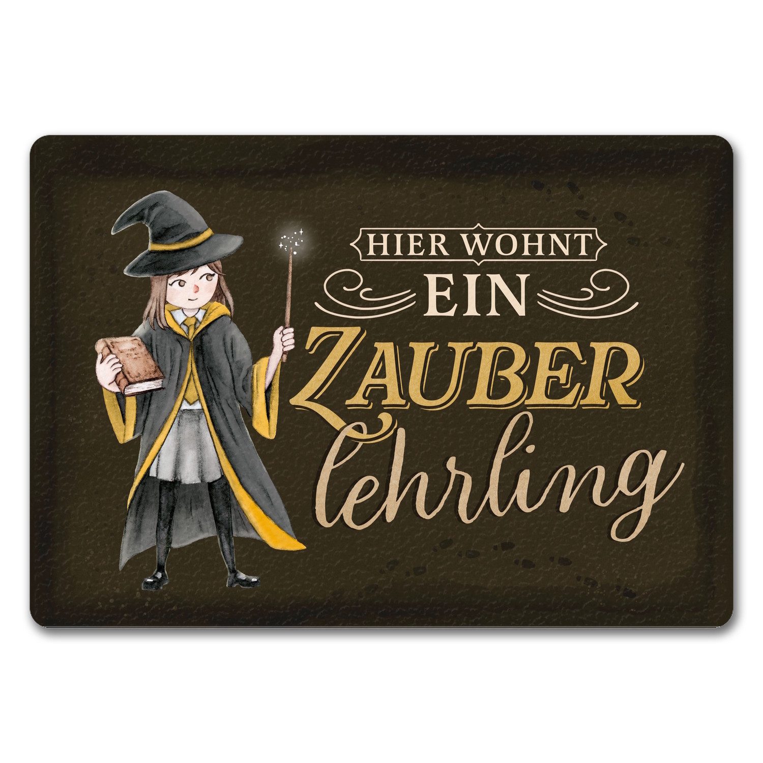 Fußmatte Zauberlehrling Fußmatte in 35x50 cm ohne Rand mit Zauberschülerin