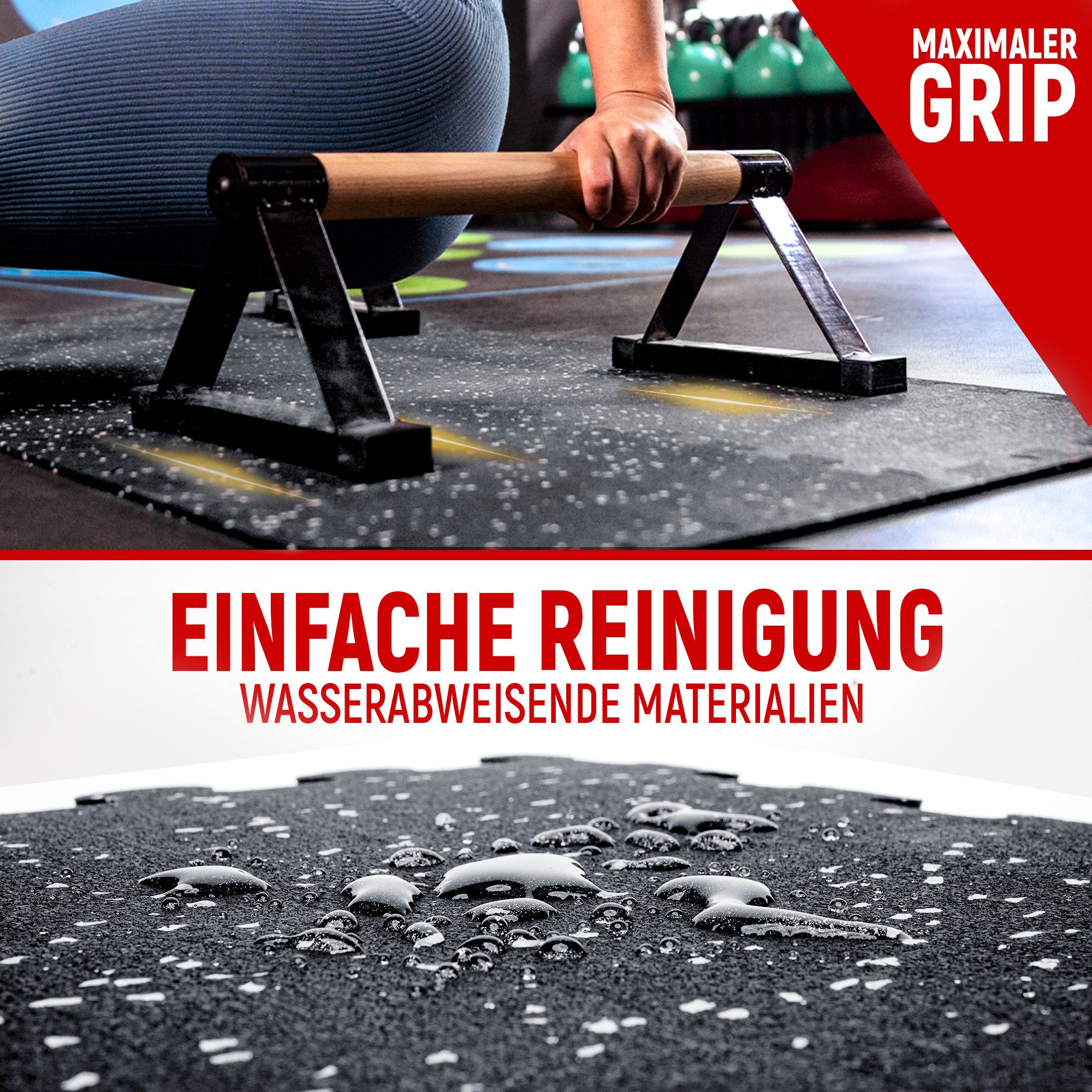 NEOLYMP Bodenmatte Robuste Bodenschutzmatte - Fitness - Schutzmatte Boden - Fitnessmatte (8 Puzzlestücke inkl. Randteile, 8 Schutzmatten Boden inklusive Randstücke - Puzzletechnik Sportmatte), Schützt Fußboden, Kautschuk, Studioqualität, Anti-Rutsch