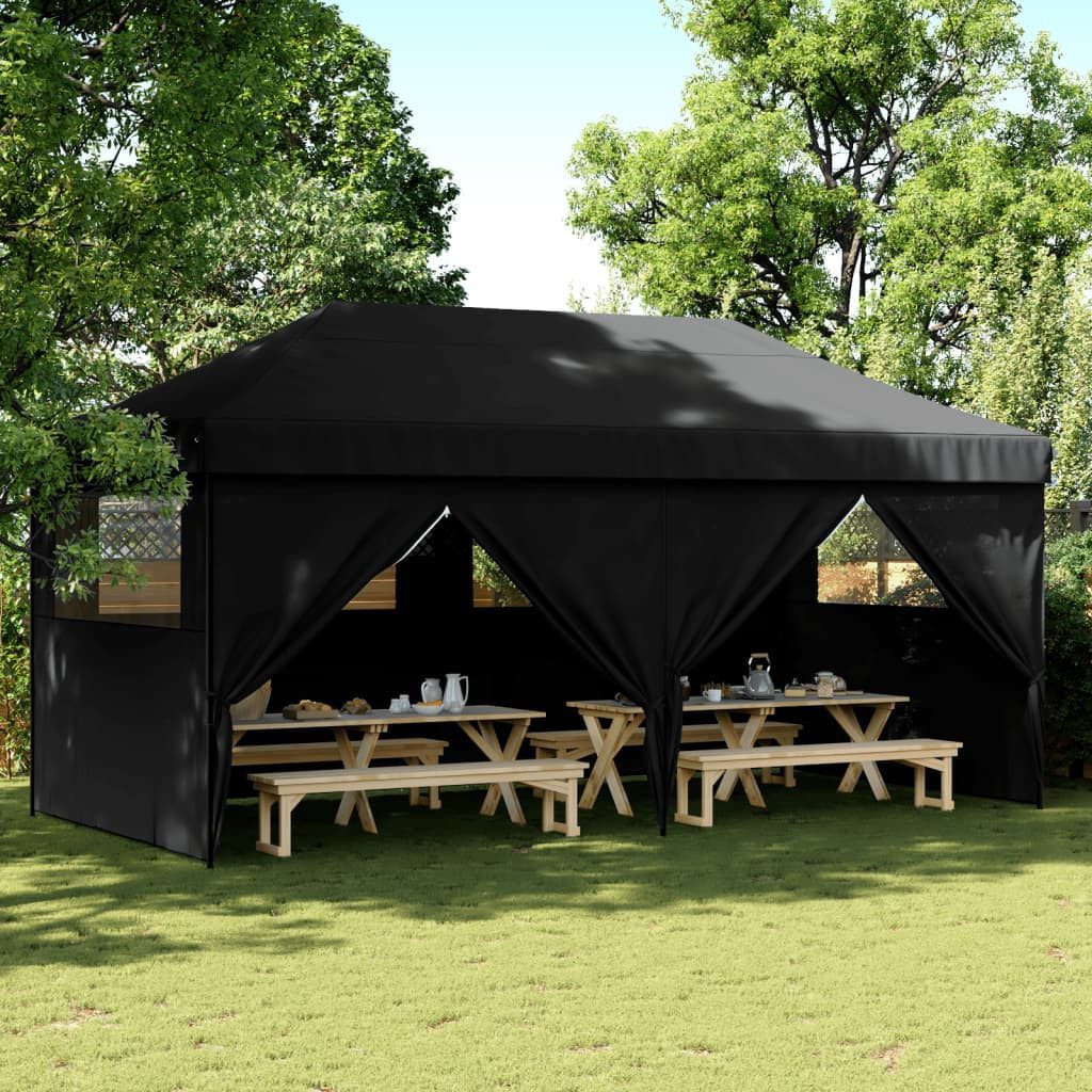 Thumbnail - vidaXL Pavillon Partyzelt Faltbar Pop-Up mit 4 Seitenteilen Schwarz Pavillon