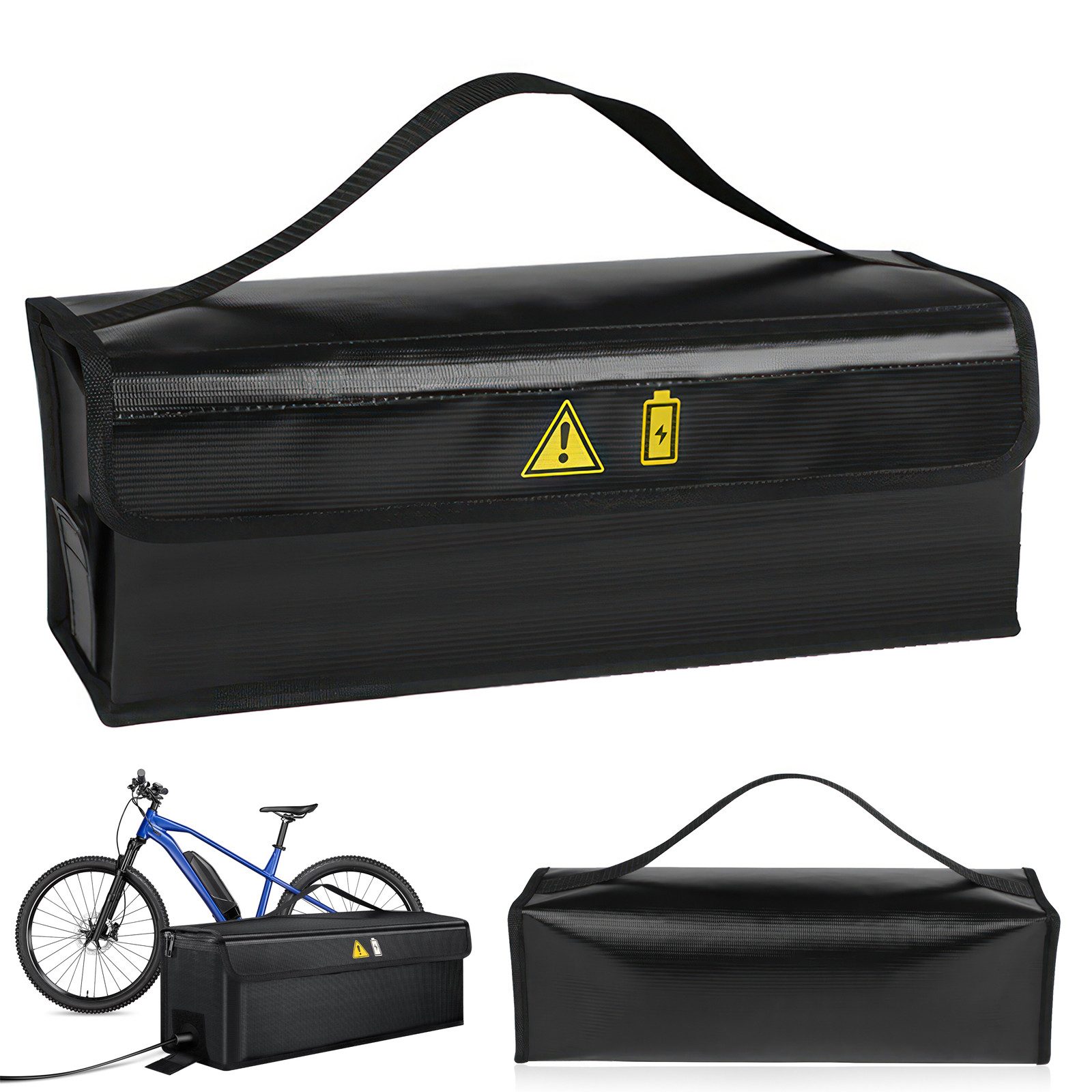 BlingBin Akku-Schutzhülle E-Bike Akku Tasche Feuerfest Box, Lipo Safe Bag 49 × 15 × 15 cm (L × B × H), Akku Tasche Wasserdicht Explosionssicher, für Lagerung Transport